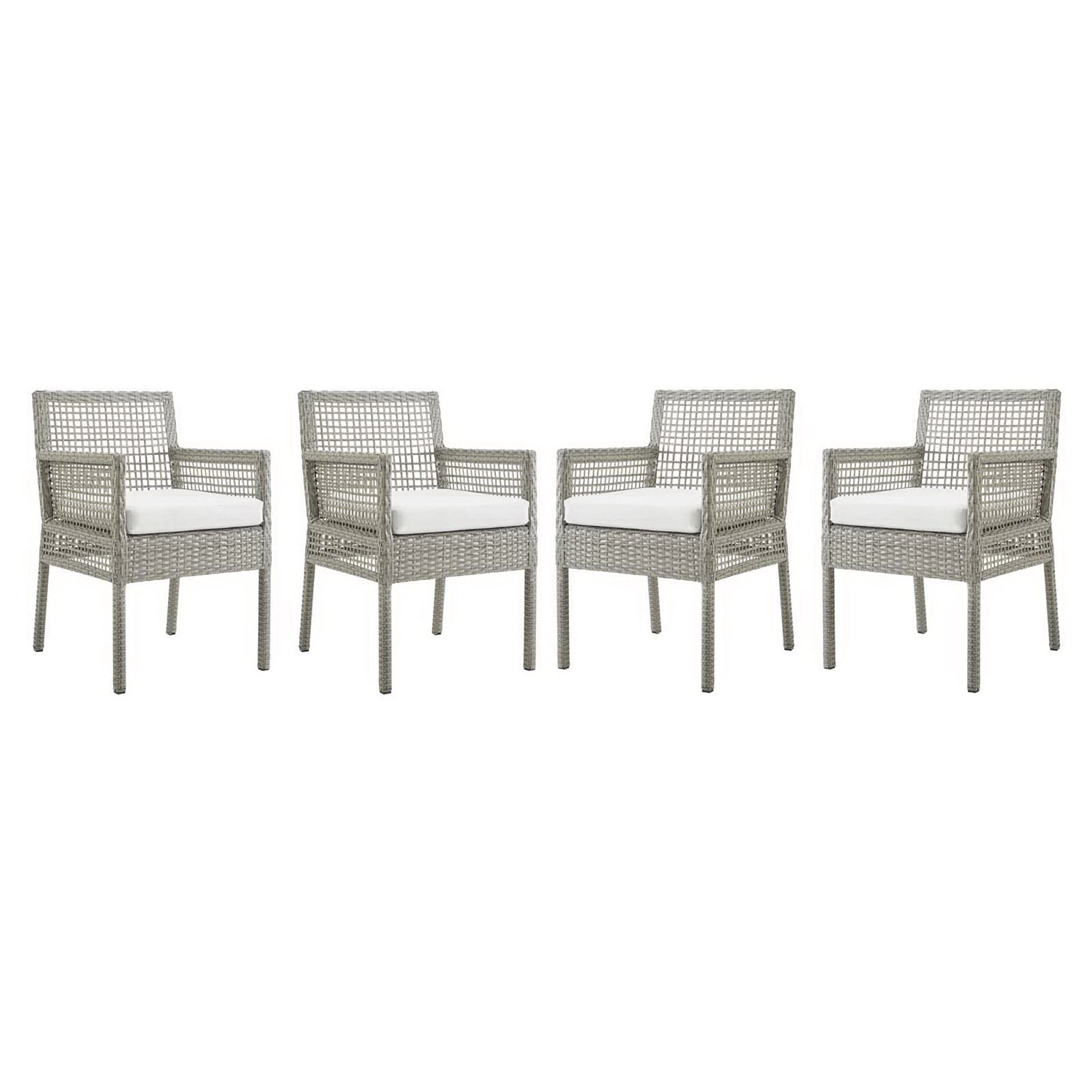 Aura Outdoor Patio Wicker Rattan Dining Armchair Set of 4
