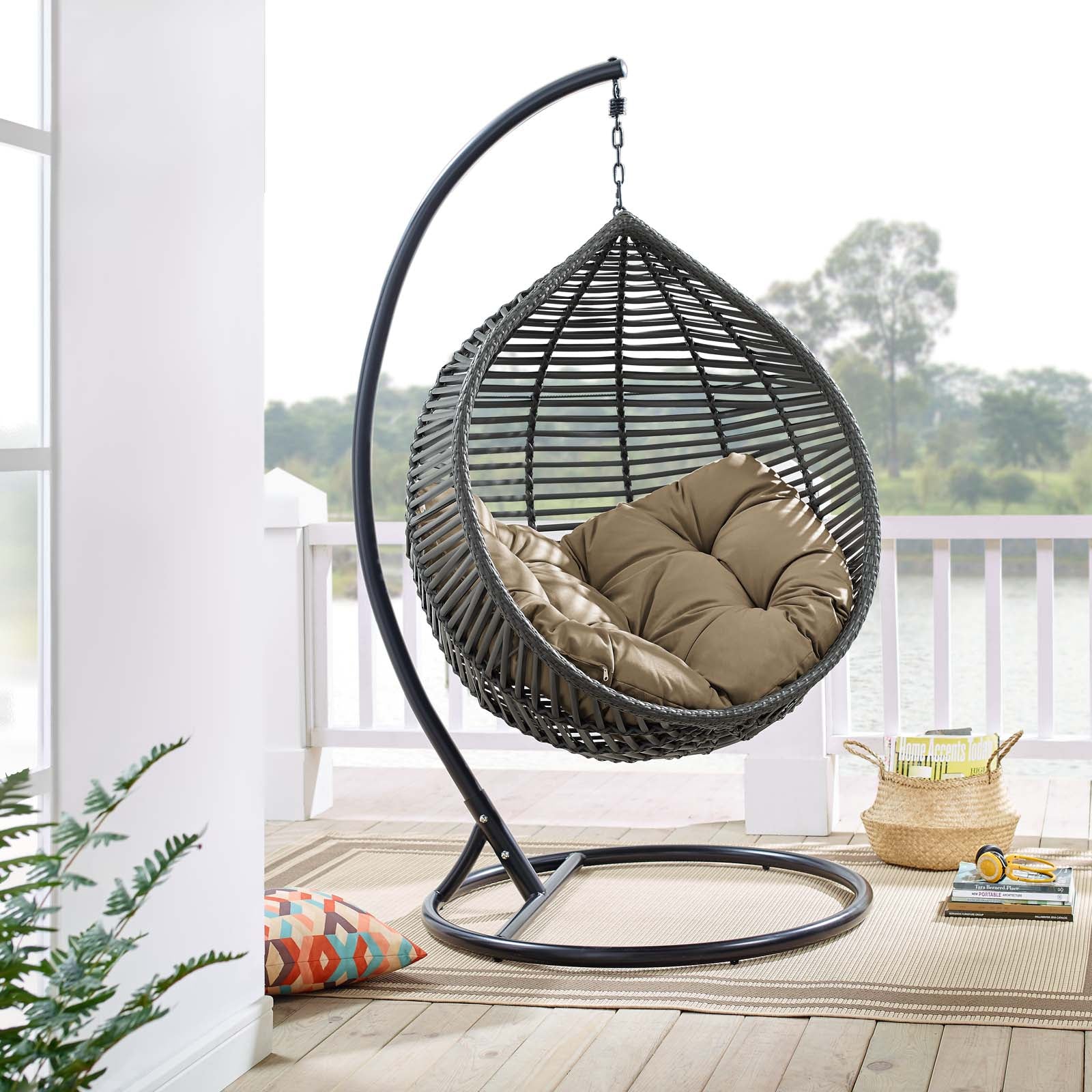 Garner Teardrop Outdoor Patio Swing Chair-Outdoor Swing Chair-Modway-Wall2Wall Furnishings