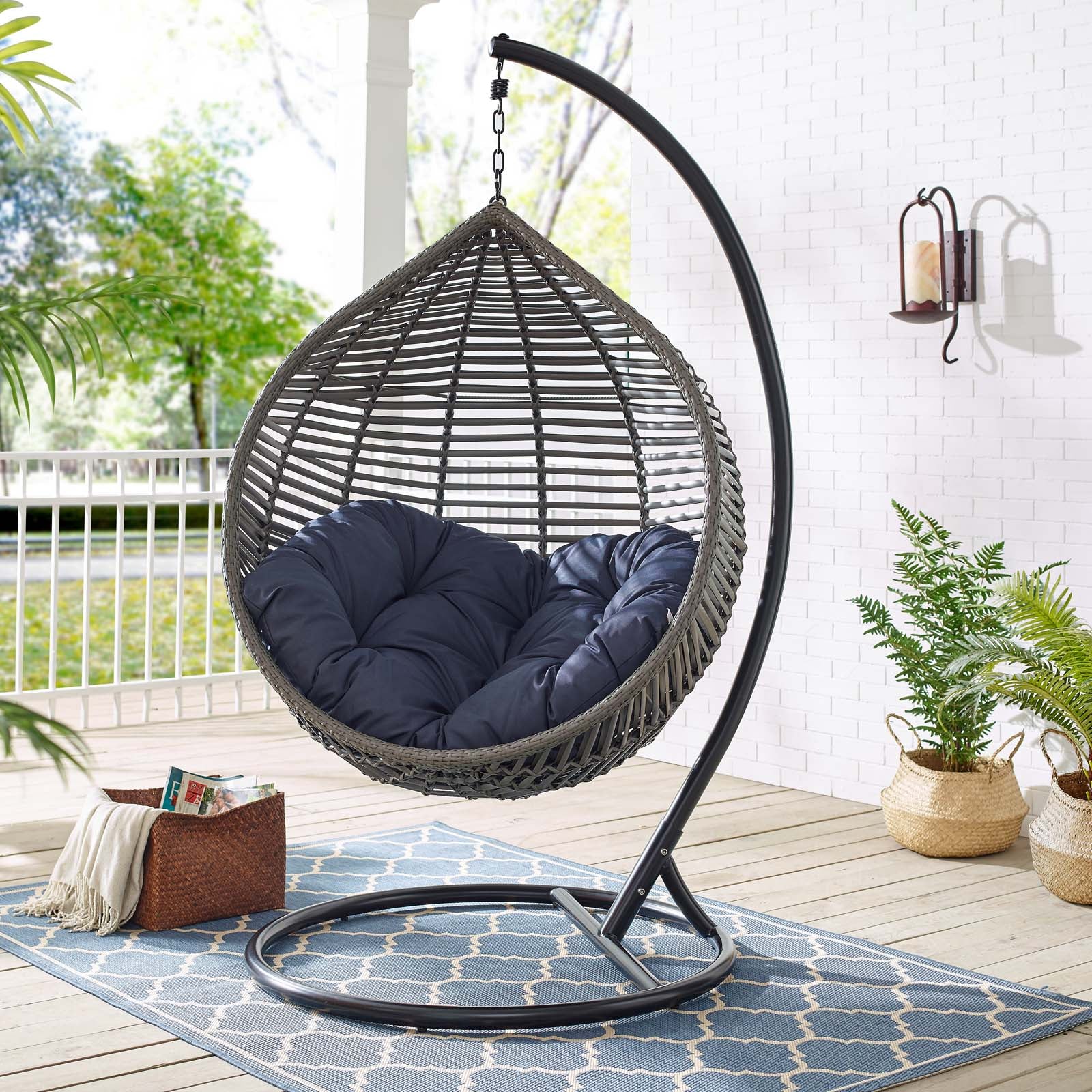 Garner Teardrop Outdoor Patio Swing Chair-Outdoor Swing Chair-Modway-Wall2Wall Furnishings