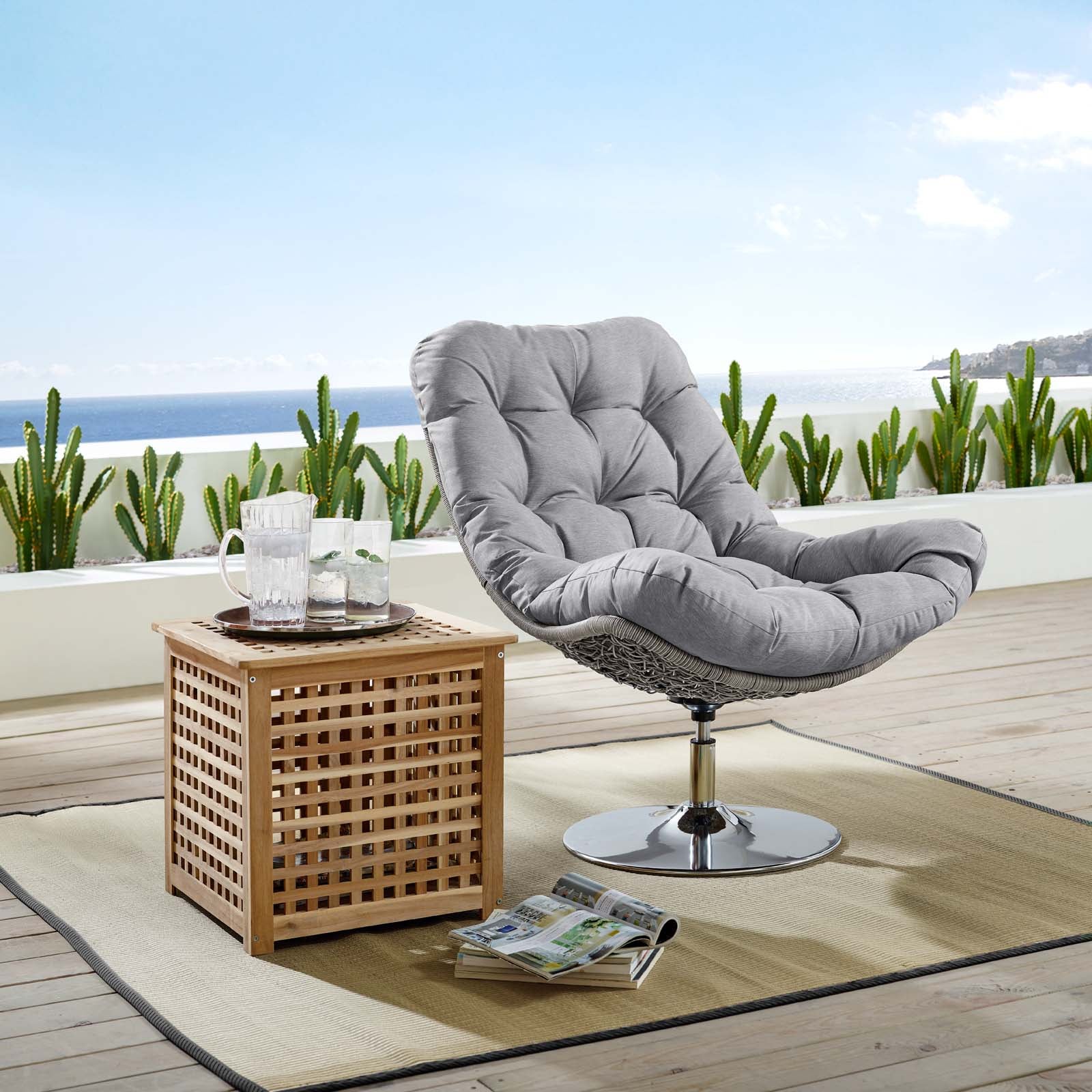 Brighton Wicker Rattan Outdoor Patio Swivel Lounge Chair-Outdoor Lounge Chair-Modway-Wall2Wall Furnishings