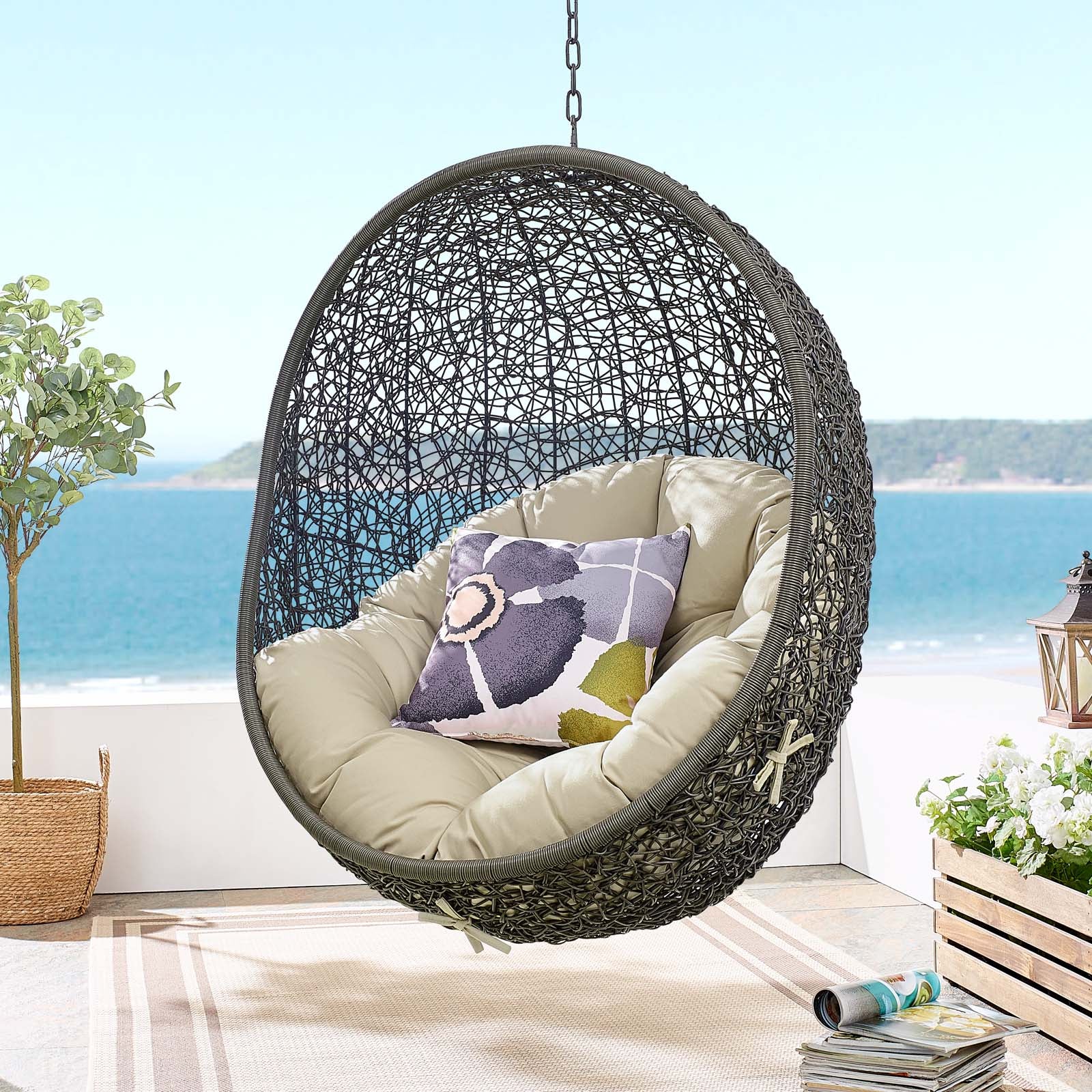 Hide Sunbrella® Fabric Swing Outdoor Patio Lounge Chair Without Stand-Outdoor Lounge Chair-Modway-Wall2Wall Furnishings