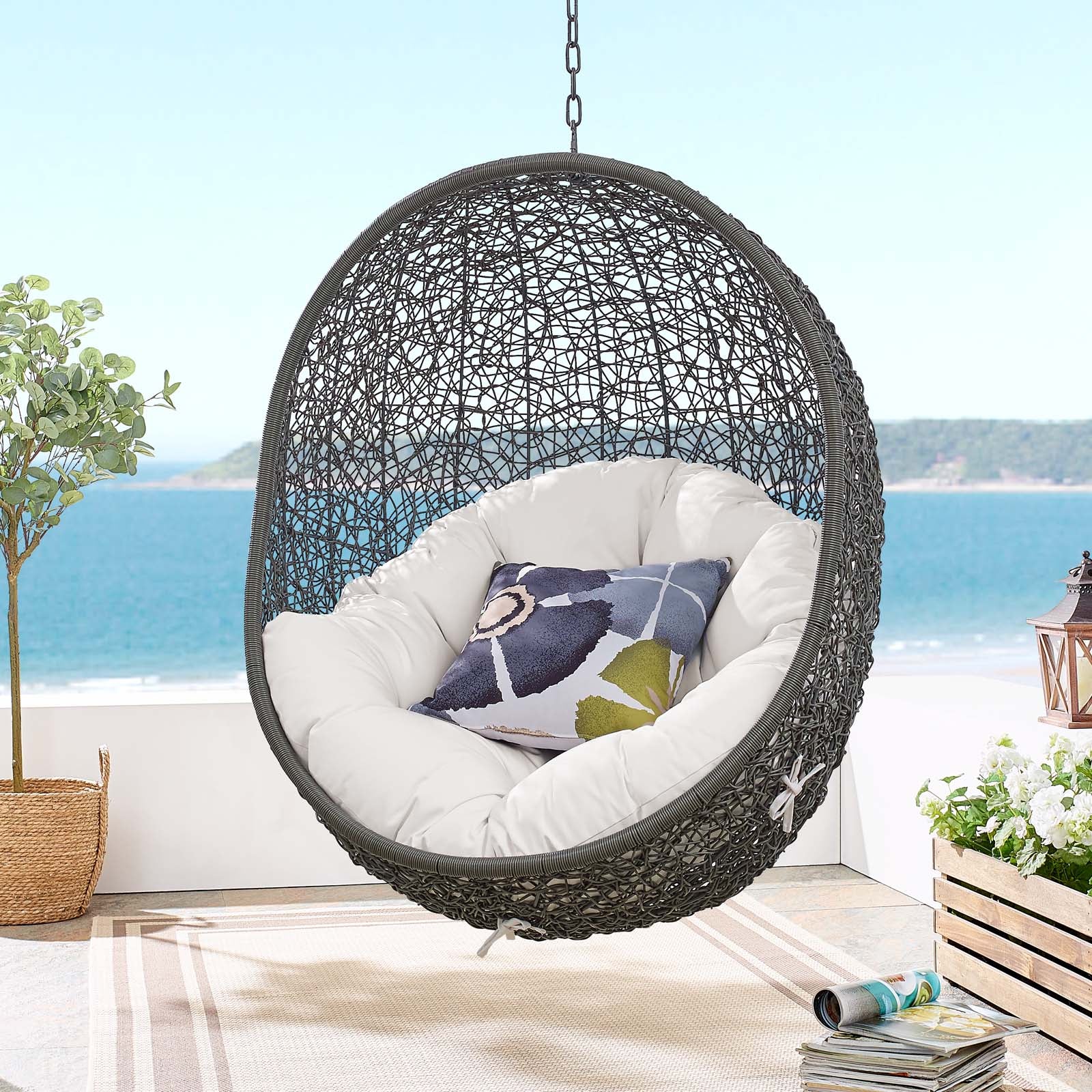 Hide Sunbrella® Fabric Swing Outdoor Patio Lounge Chair Without Stand-Outdoor Lounge Chair-Modway-Wall2Wall Furnishings