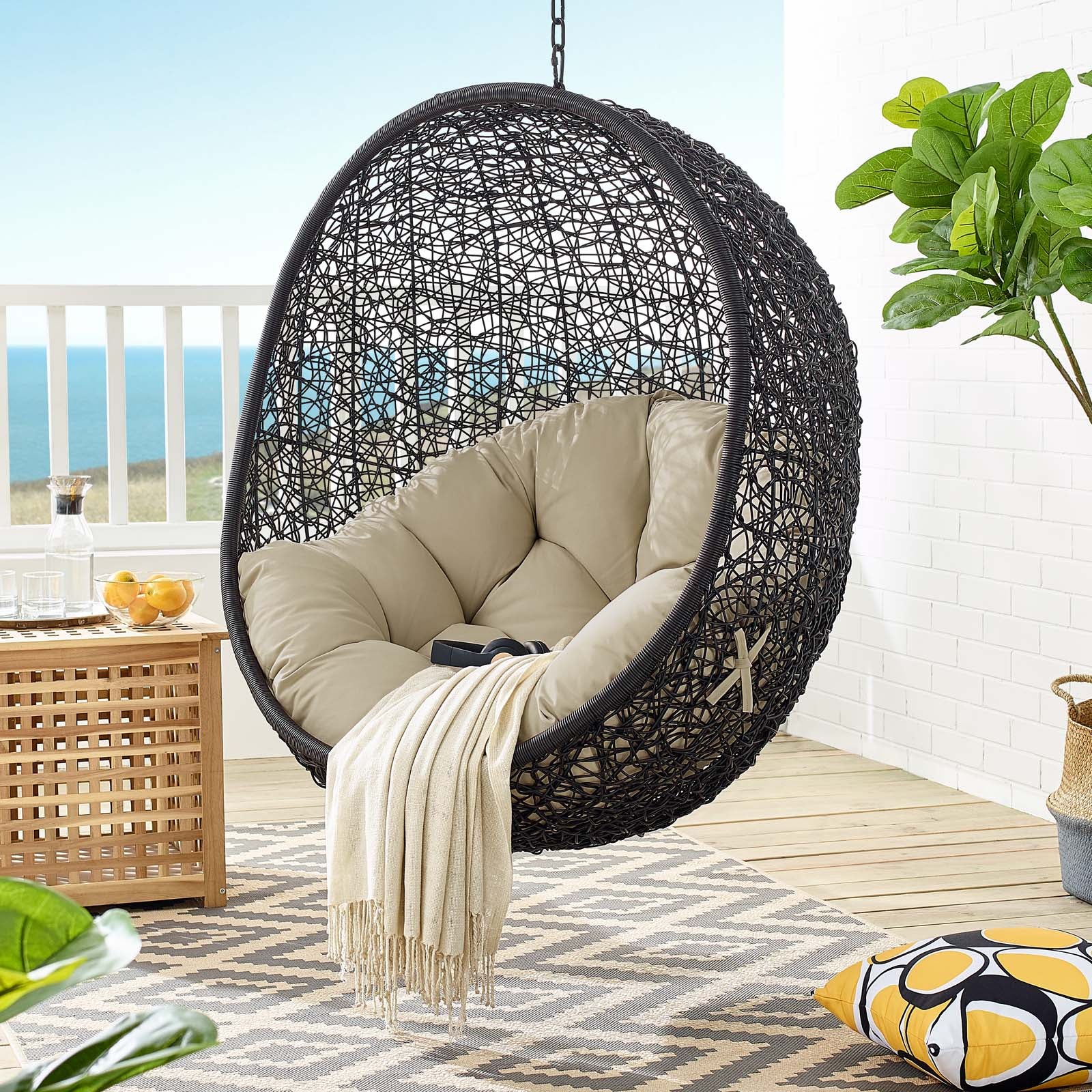 Encase Sunbrella® Fabric Swing Outdoor Patio Lounge Chair Without Stand-Outdoor Lounge Chair-Modway-Wall2Wall Furnishings