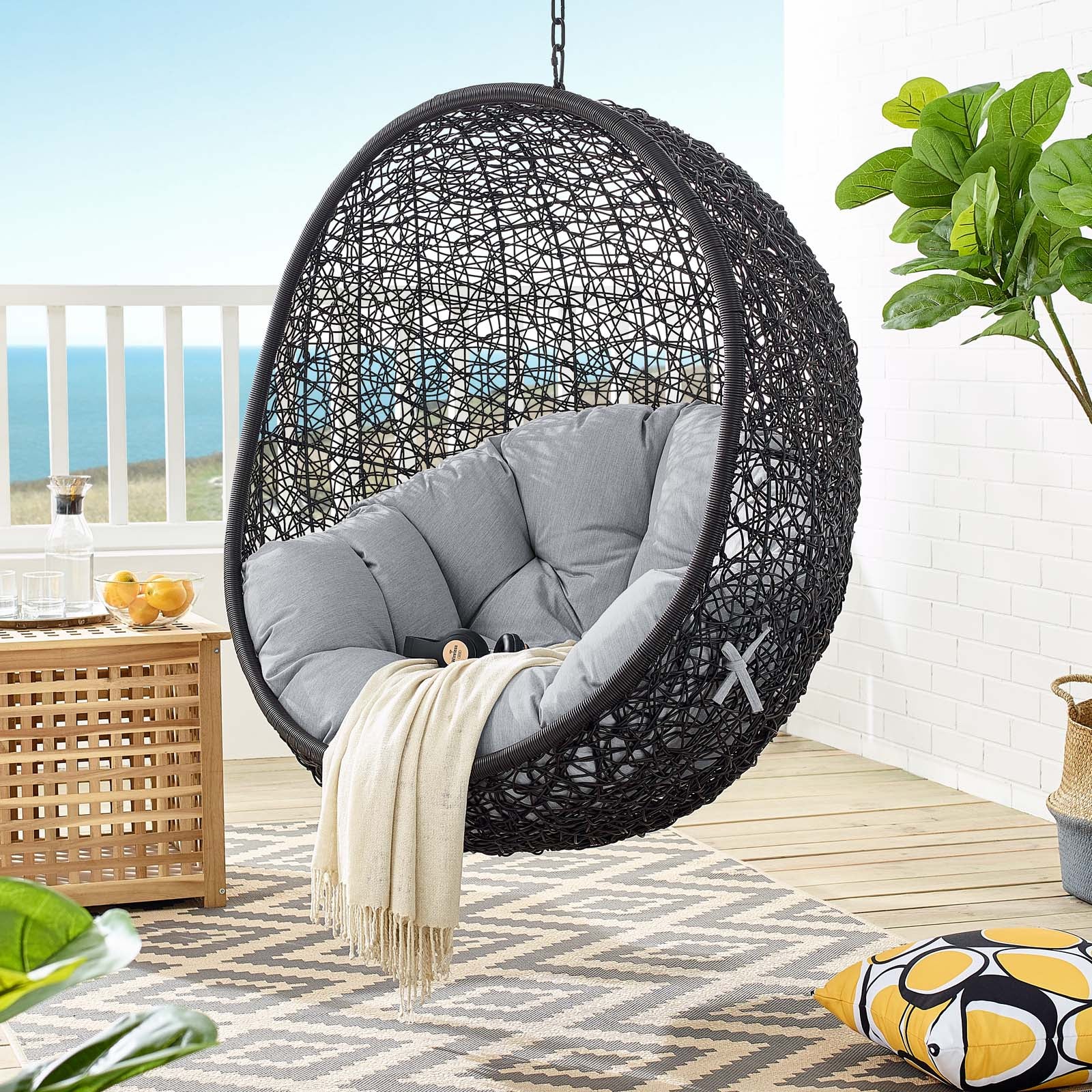 Encase Sunbrella® Fabric Swing Outdoor Patio Lounge Chair Without Stand-Outdoor Lounge Chair-Modway-Wall2Wall Furnishings