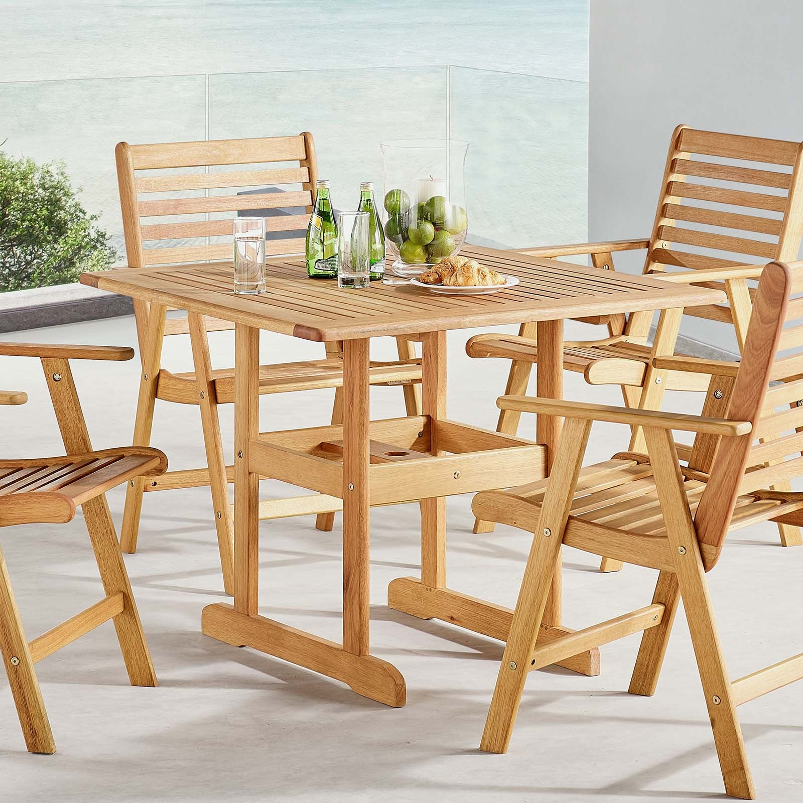 Hatteras 36" Square Outdoor Patio Eucalyptus Wood Dining Table-Outdoor Dining Table-Modway-Wall2Wall Furnishings
