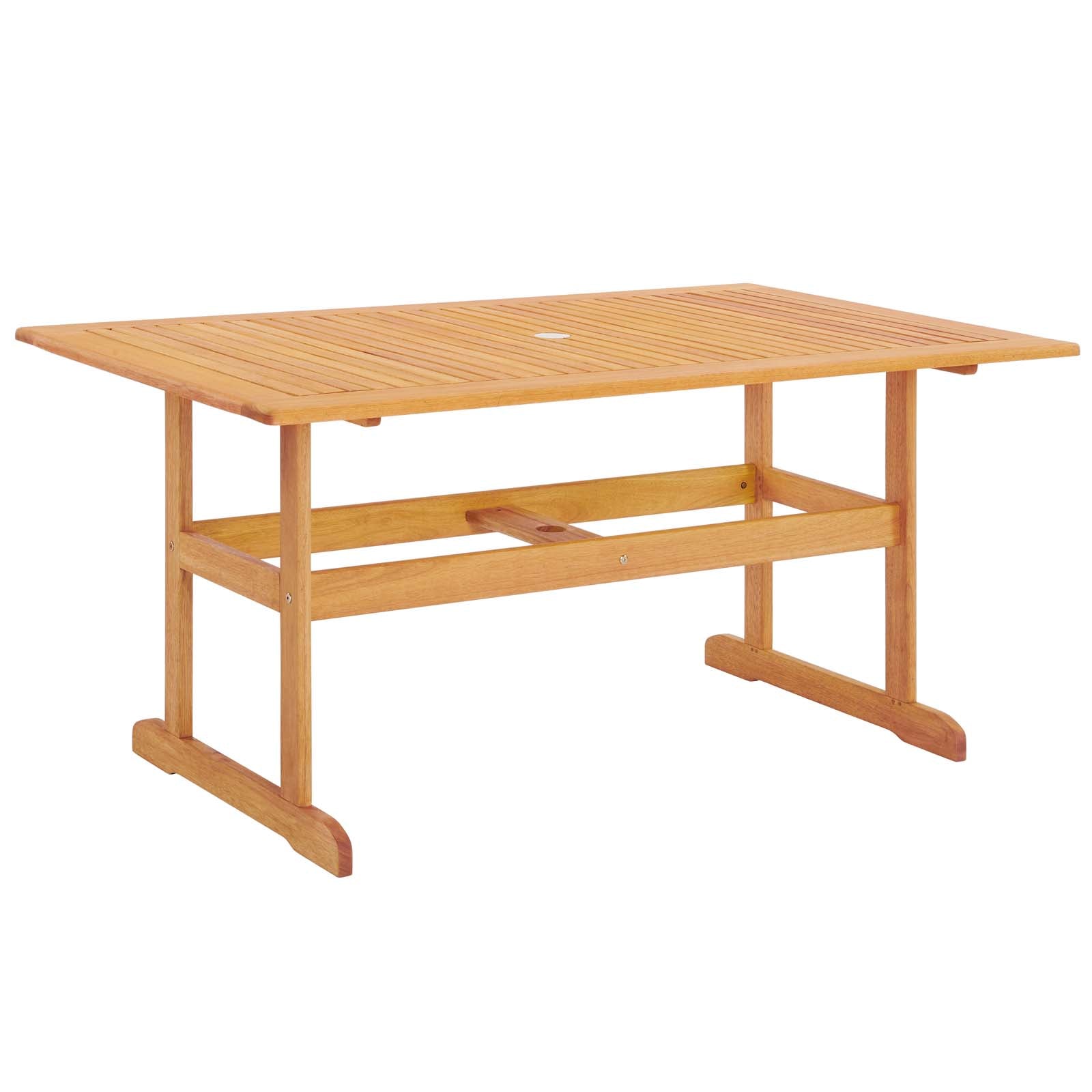 Hatteras 59" Rectangle Outdoor Patio Eucalyptus Wood Dining Table-Outdoor Dining Table-Modway-Wall2Wall Furnishings