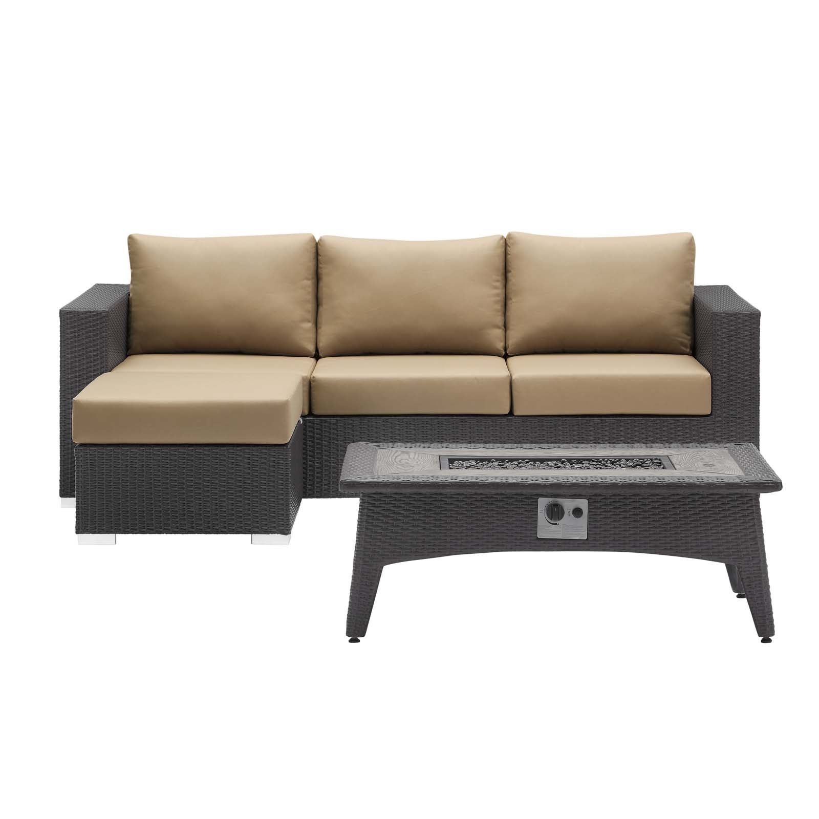 Convene 3 Piece Set Outdoor Patio with Fire Pit-Outdoor Sectional-Modway-Wall2Wall Furnishings