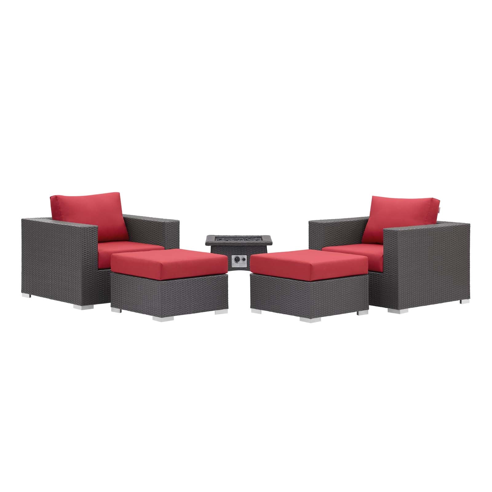 Convene 5 Piece Set Outdoor Patio with Fire Pit-Outdoor Set-Modway-Wall2Wall Furnishings