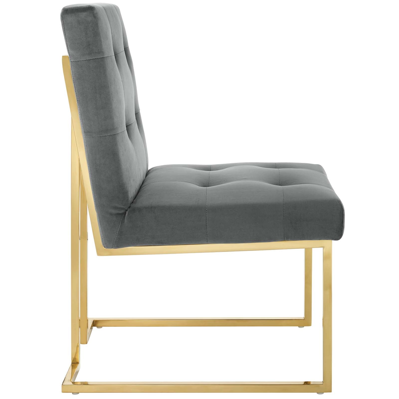 Privy Gold Stainless Steel Performance Velvet Dining Chair-Dining Chair-Modway-Wall2Wall Furnishings