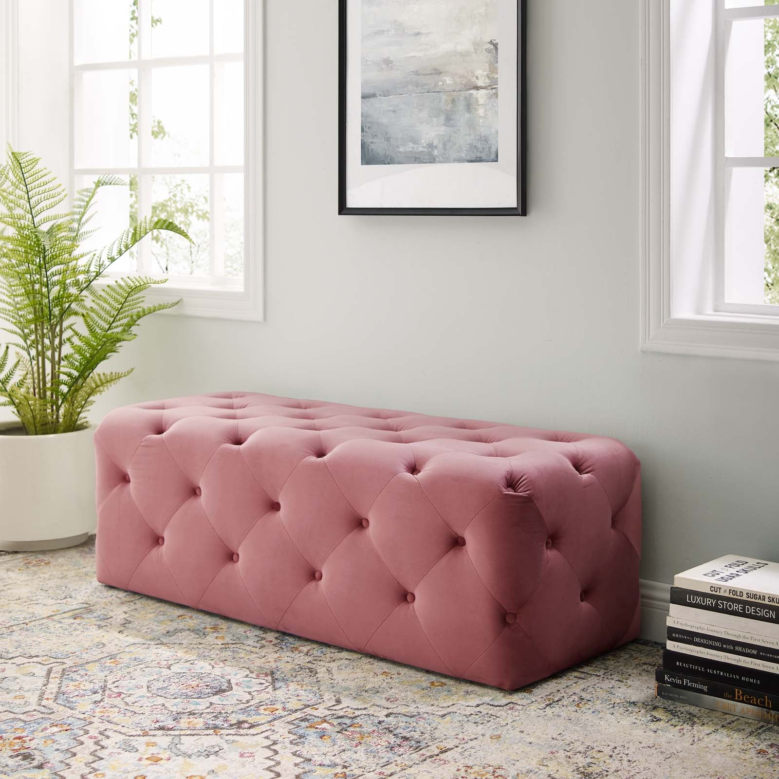 Anthem 48" Tufted Button Entryway Performance Velvet Bench-Bench-Modway-Wall2Wall Furnishings