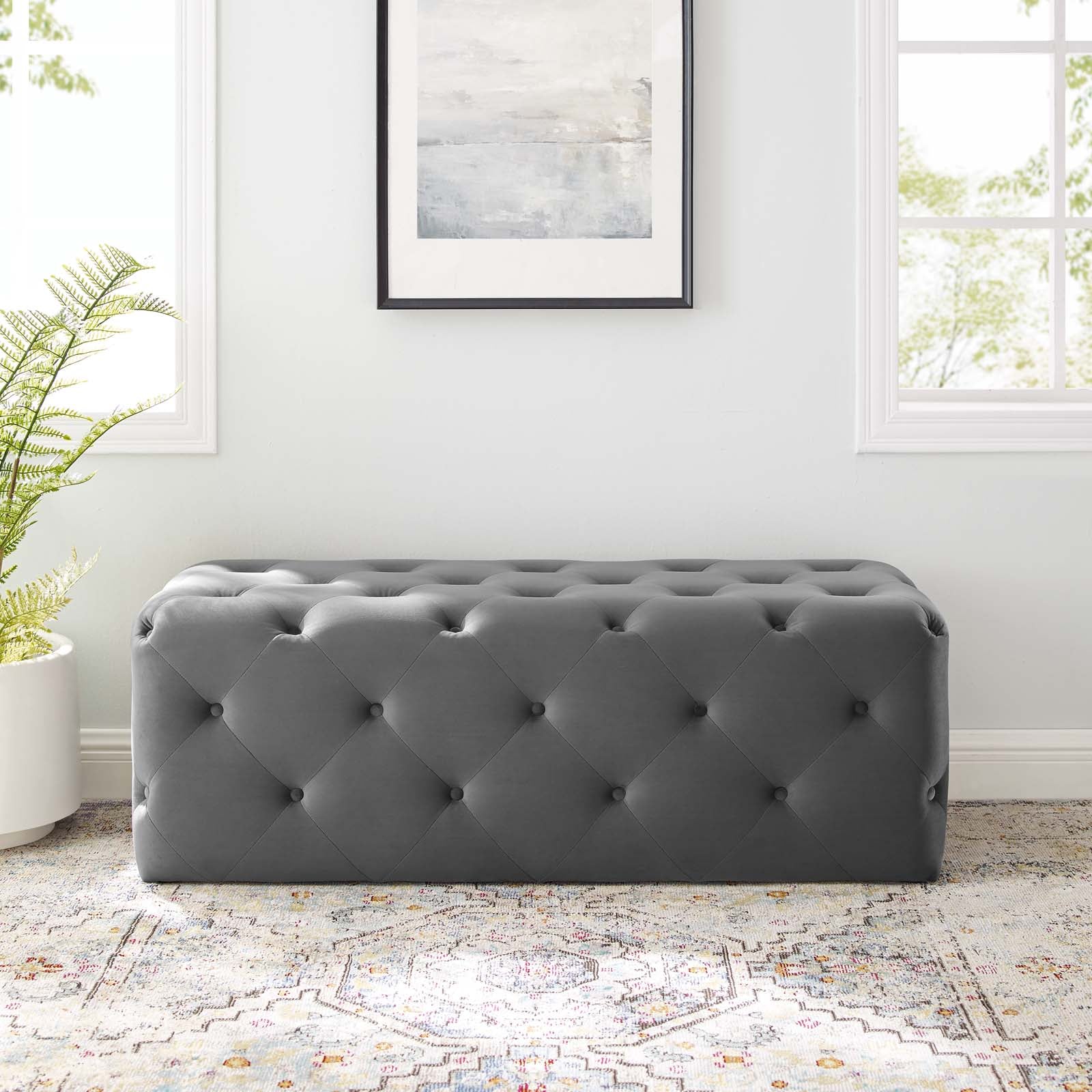 Anthem 48" Tufted Button Entryway Performance Velvet Bench-Bench-Modway-Wall2Wall Furnishings