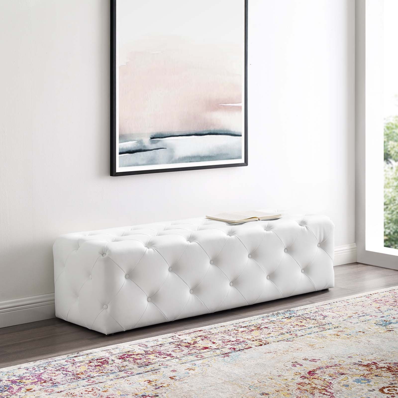 Anthem 60" Tufted Button Entryway Faux Leather Bench-Bench-Modway-Wall2Wall Furnishings