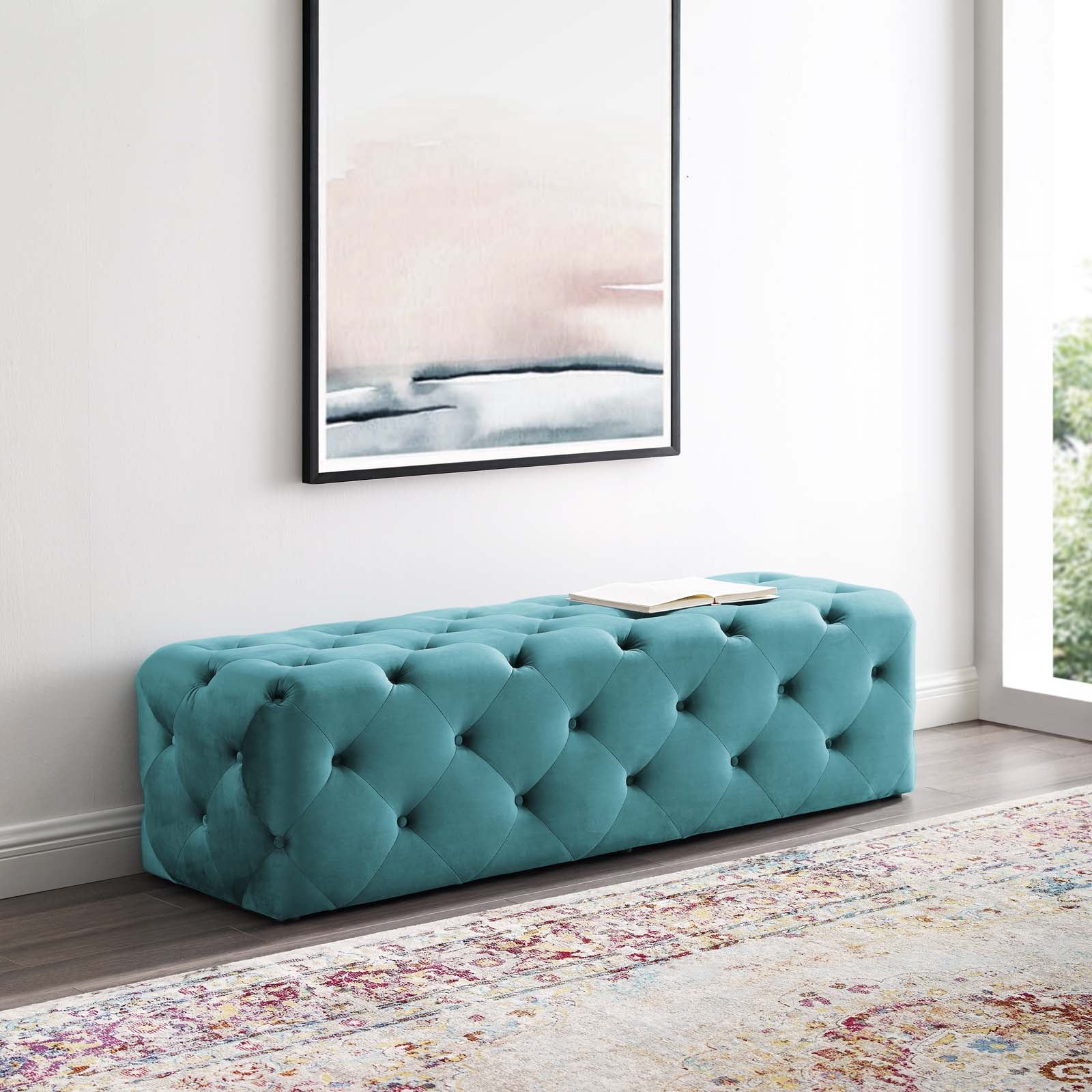 Anthem 60" Tufted Button Entryway Performance Velvet Bench-Bench-Modway-Wall2Wall Furnishings