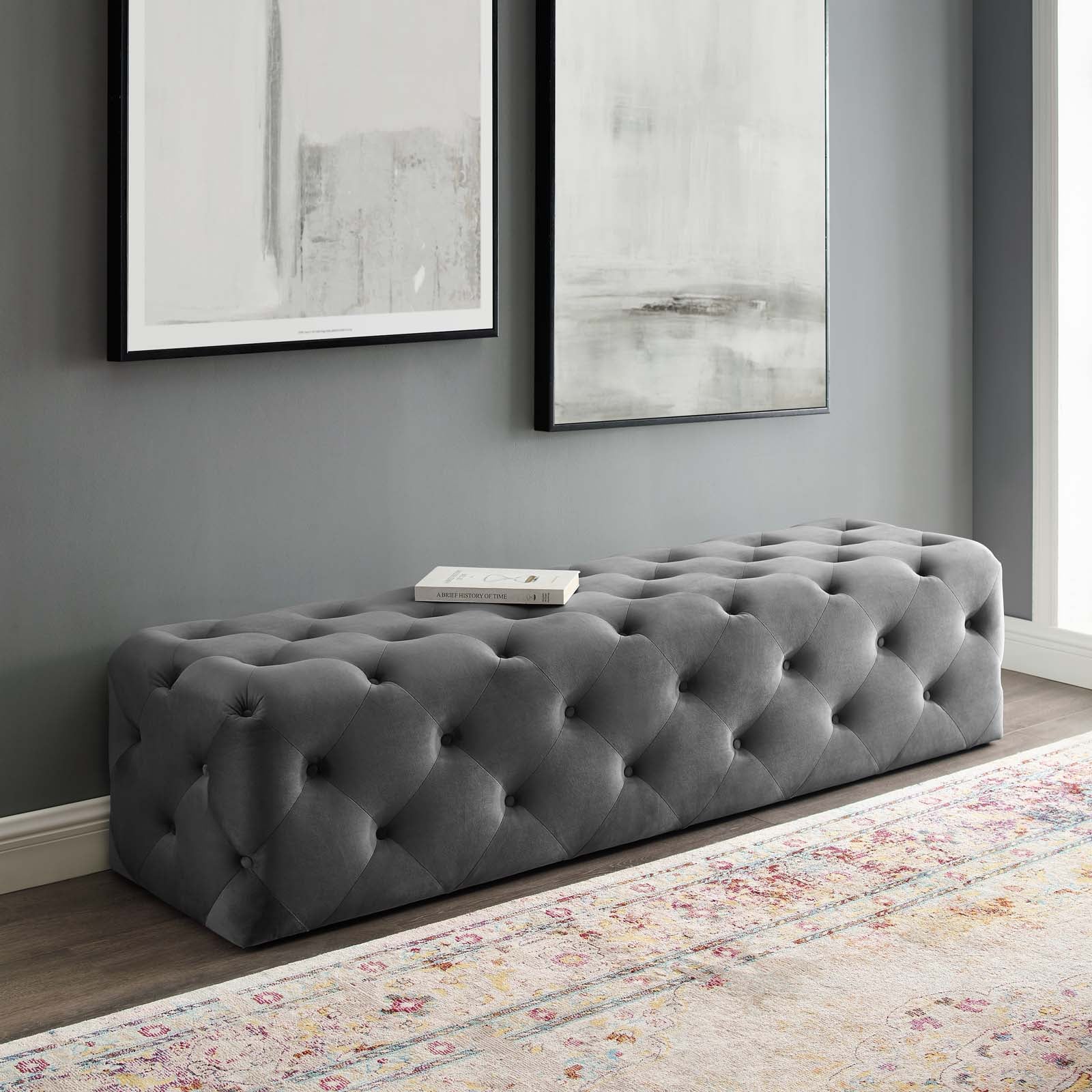 Anthem 72" Tufted Button Entryway Performance Velvet Bench-Bench-Modway-Wall2Wall Furnishings