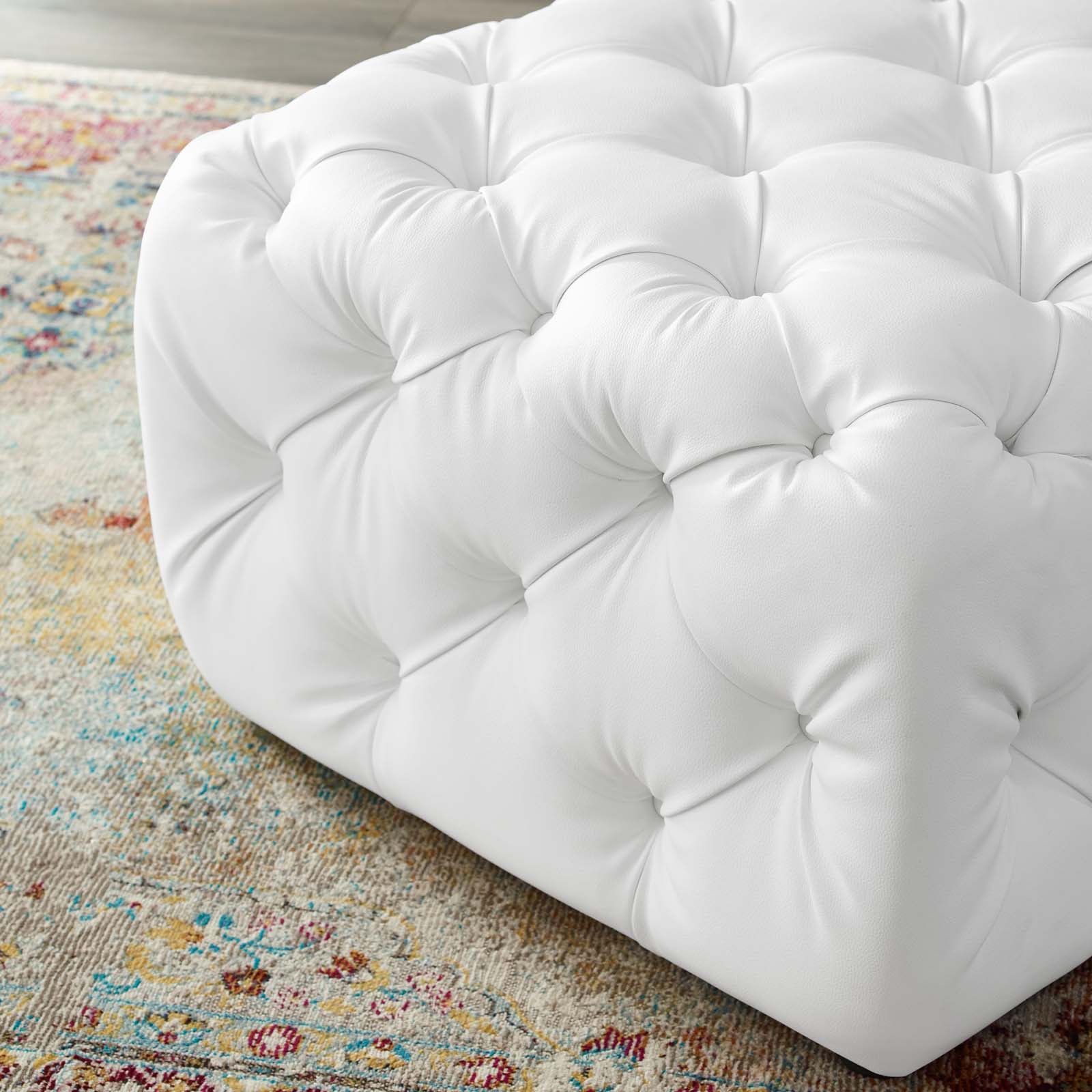 Anthem Tufted Button Square Faux Leather Ottoman-Ottoman-Modway-Wall2Wall Furnishings