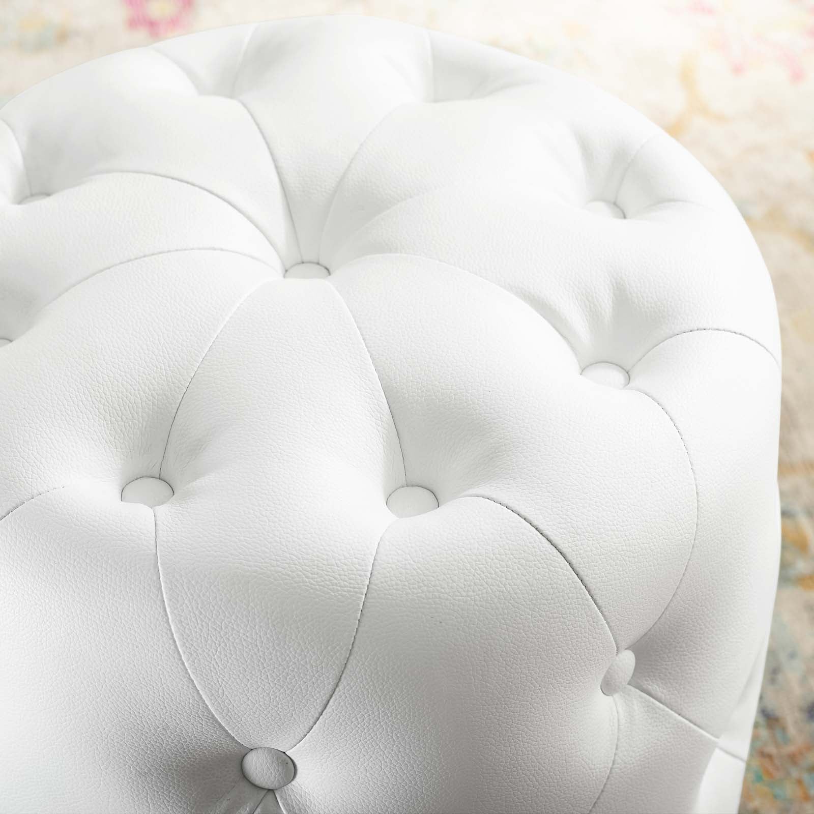 Anthem Tufted Button Round Faux Leather Ottoman-Ottoman-Modway-Wall2Wall Furnishings