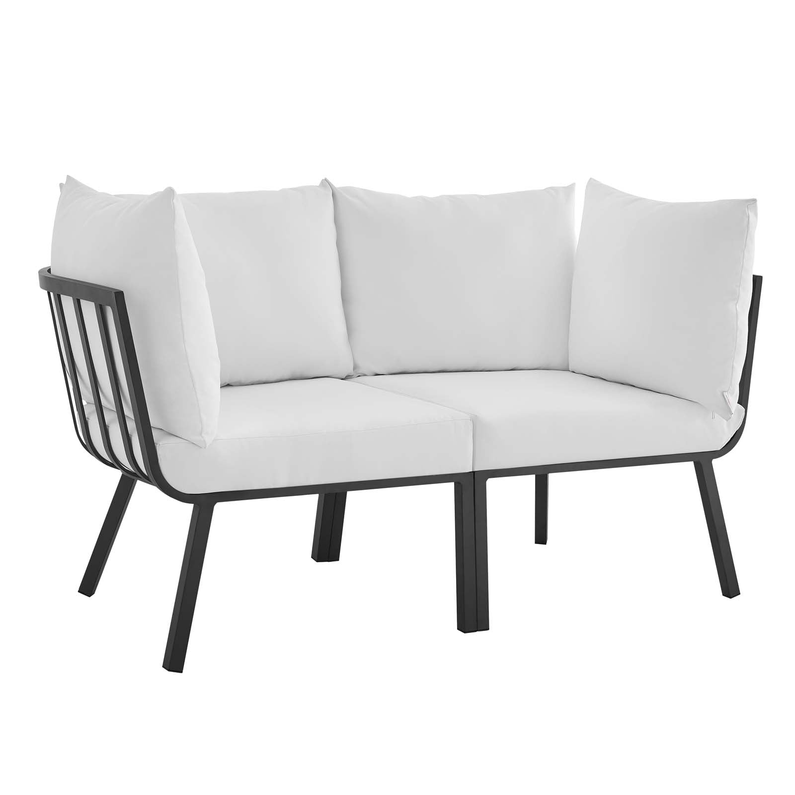Riverside 2 Piece Outdoor Patio Aluminum Sectional Sofa Set-Outdoor Loveseat-Modway-Wall2Wall Furnishings