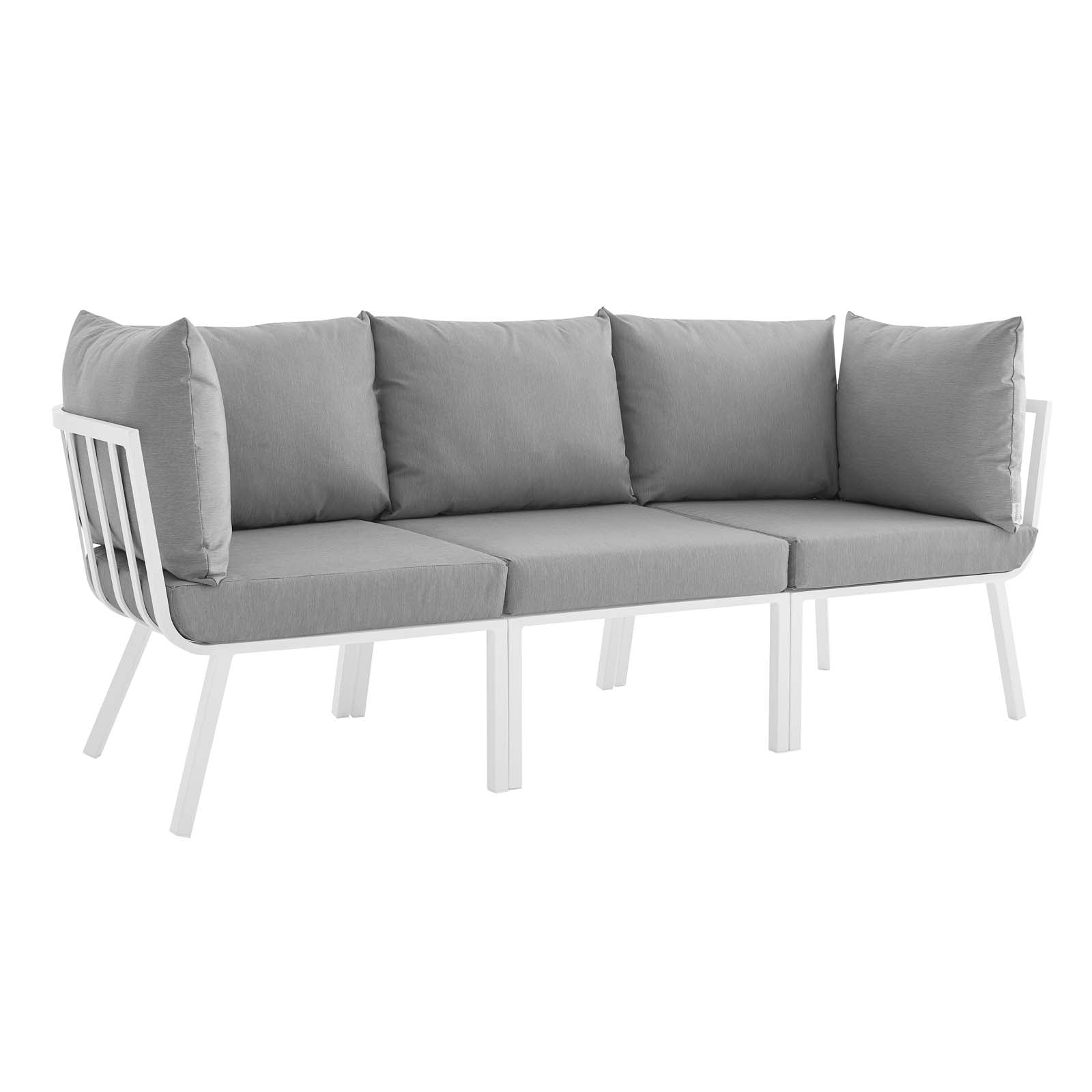 Riverside 3 Piece Outdoor Patio Aluminum Sectional Sofa Set-Outdoor Sofa-Modway-Wall2Wall Furnishings
