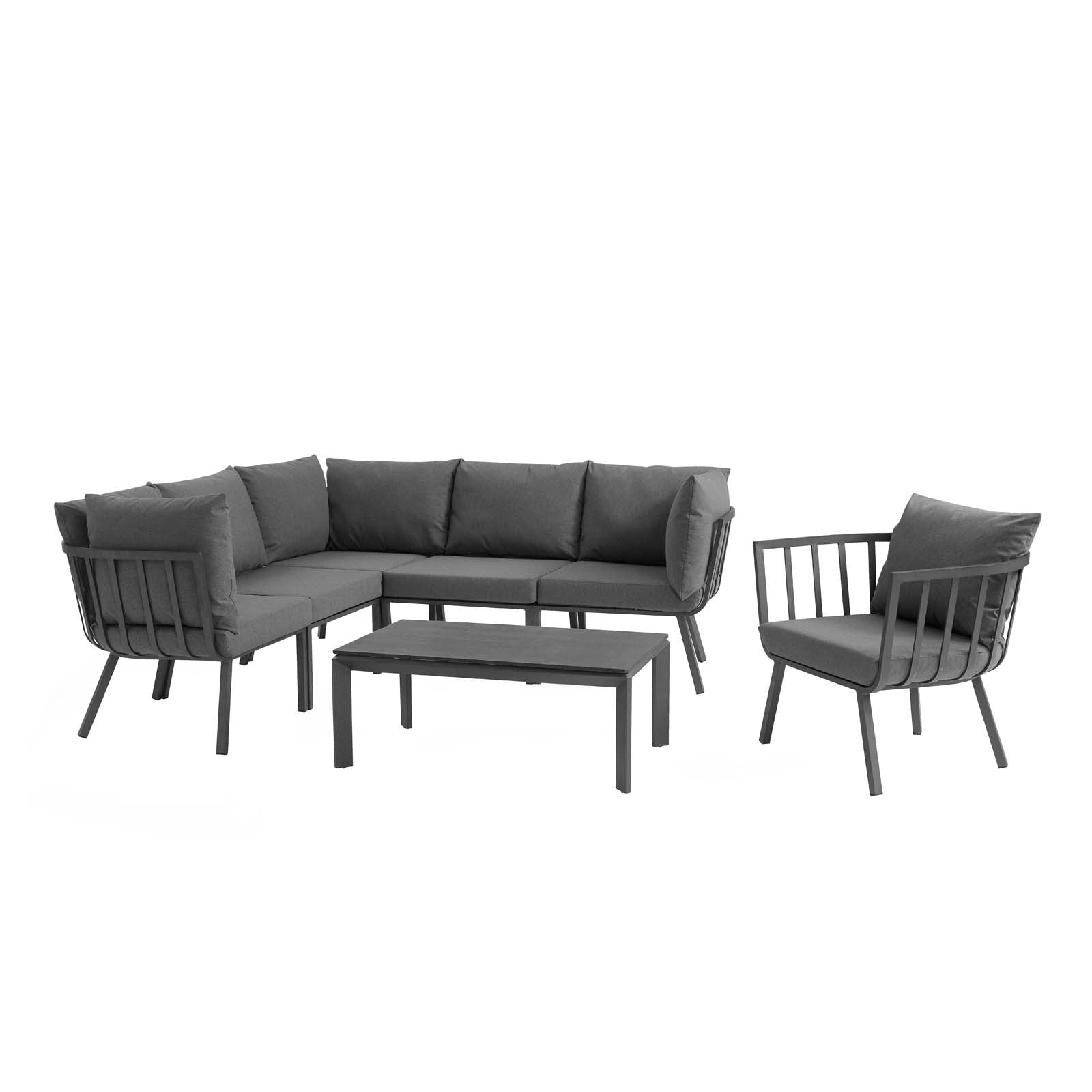 Riverside 7 Piece Outdoor Patio Aluminum Set-Outdoor Sectional-Modway-Wall2Wall Furnishings