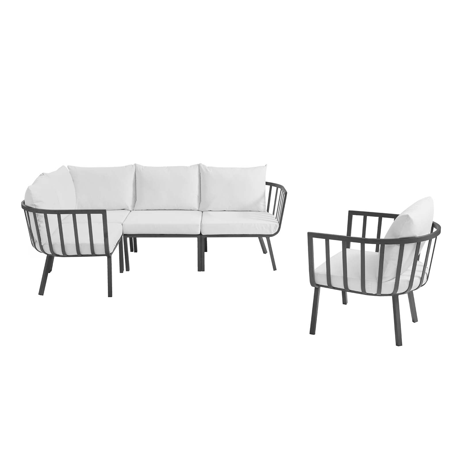 Riverside 5 Piece Outdoor Patio Aluminum Set-Outdoor Sectional-Modway-Wall2Wall Furnishings