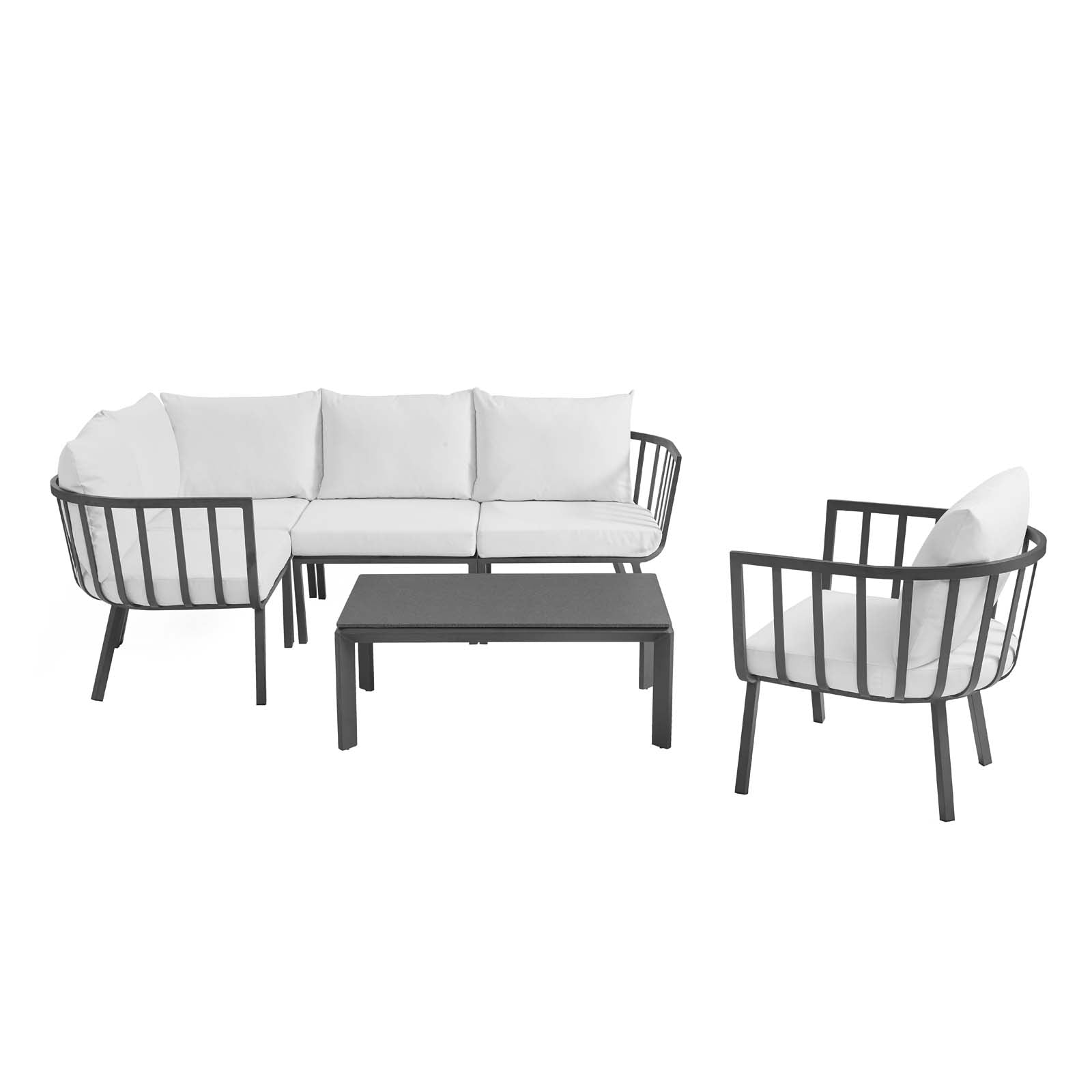 Riverside 6 Piece Outdoor Patio Aluminum Set-Outdoor Sectional-Modway-Wall2Wall Furnishings