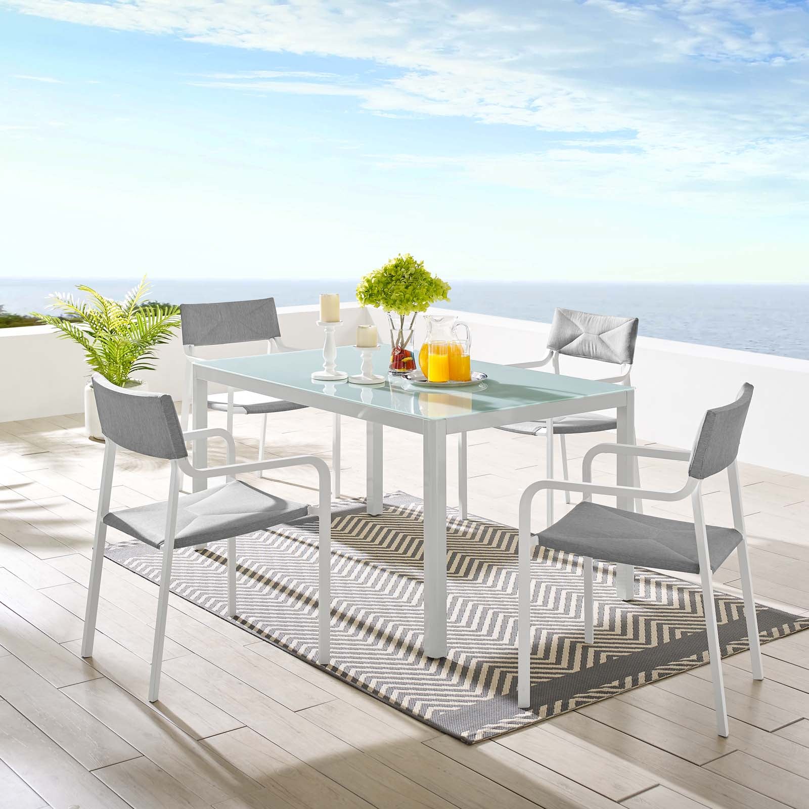 Raleigh 5 Piece Outdoor Patio Aluminum Dining Set-Outdoor Dining Set-Modway-Wall2Wall Furnishings
