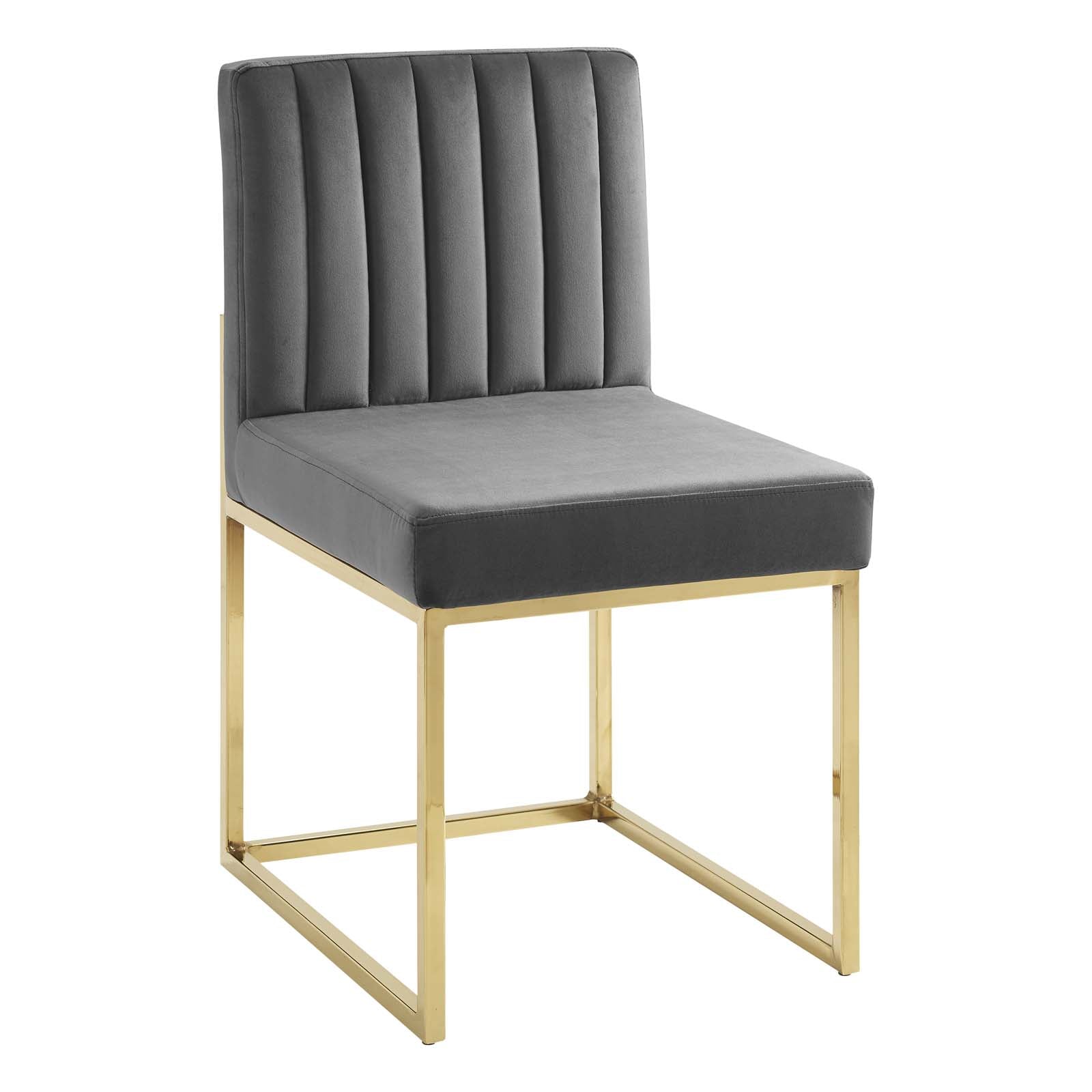 Carriage Channel Tufted Sled Base Performance Velvet Dining Chair-Dining Chair-Modway-Wall2Wall Furnishings