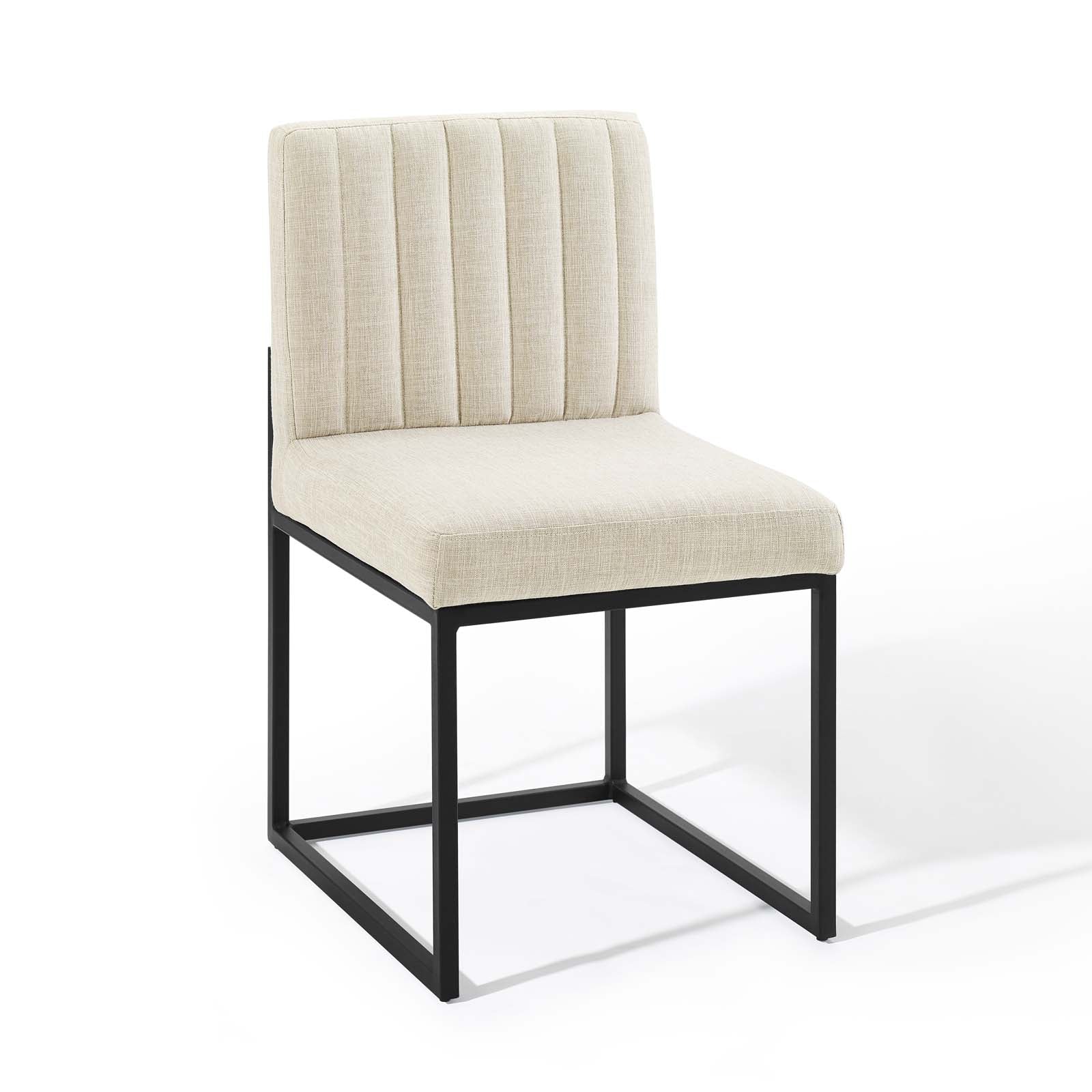 Carriage Channel Tufted Sled Base Upholstered Fabric Dining Chair-Dining Chair-Modway-Wall2Wall Furnishings