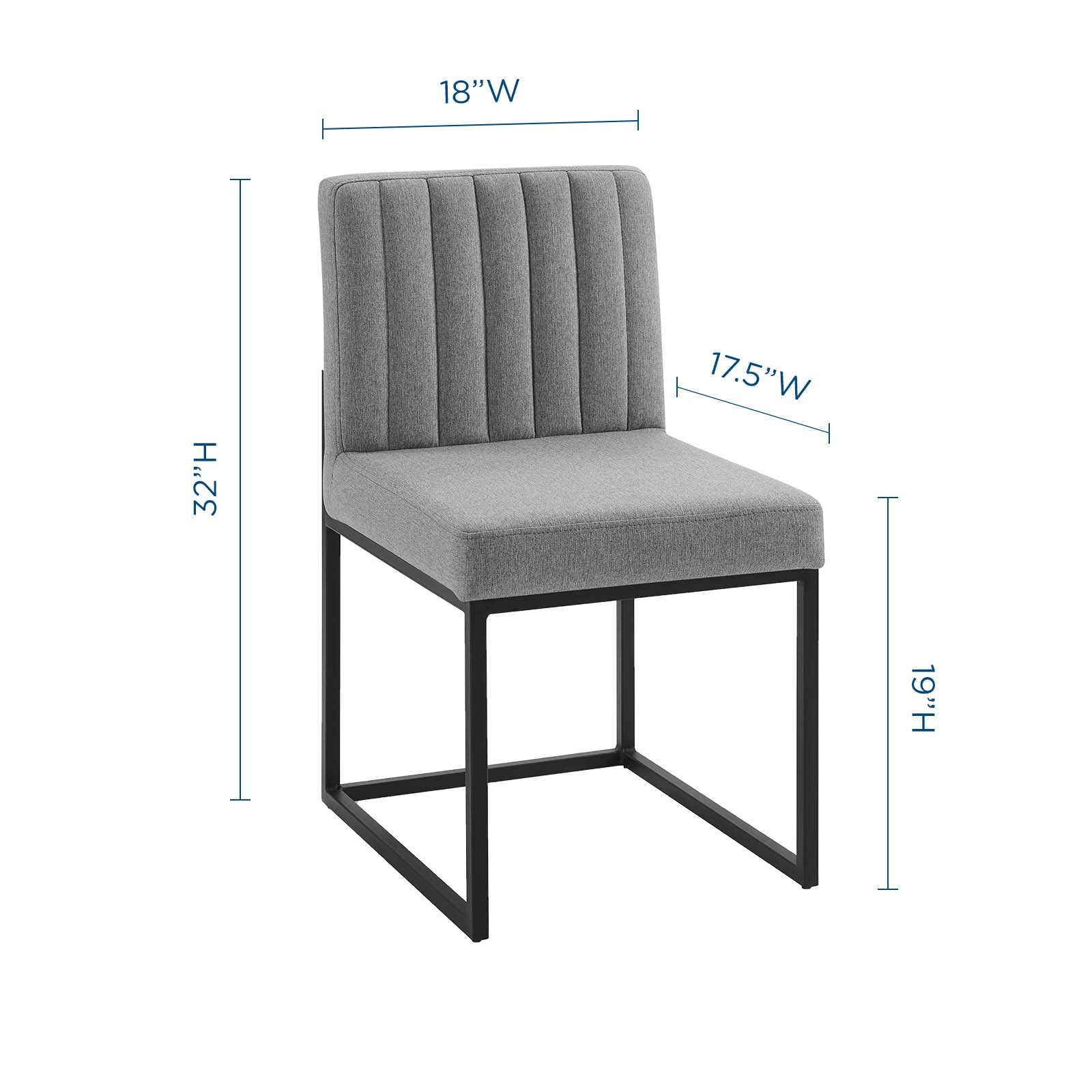 Carriage Channel Tufted Sled Base Upholstered Fabric Dining Chair-Dining Chair-Modway-Wall2Wall Furnishings