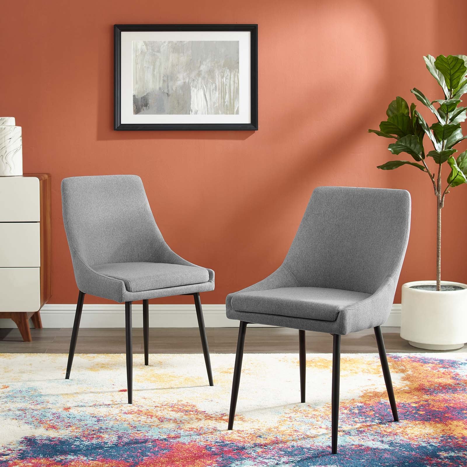 Viscount Upholstered Fabric Dining Chairs - Set of 2-Dining Chair-Modway-Wall2Wall Furnishings