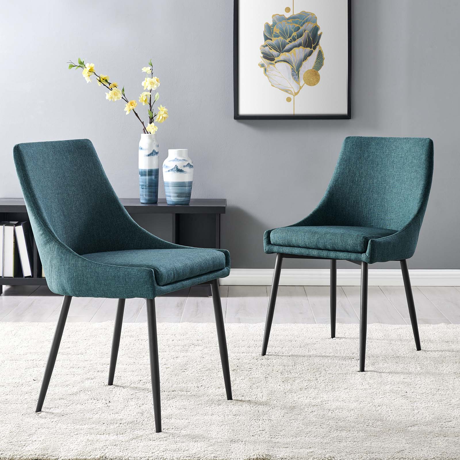 Viscount Upholstered Fabric Dining Chairs - Set of 2-Dining Chair-Modway-Wall2Wall Furnishings