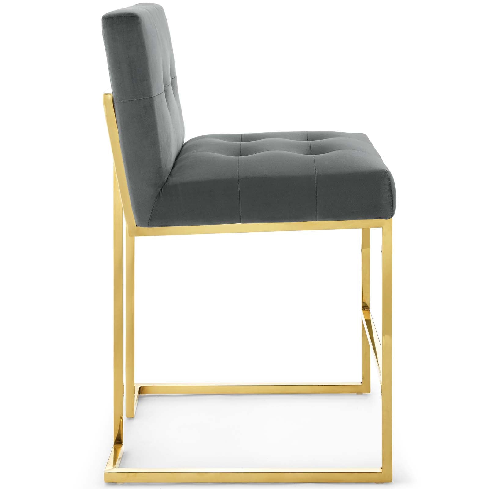 Privy Gold Stainless Steel Performance Velvet Counter Stool-Counter Stool-Modway-Wall2Wall Furnishings