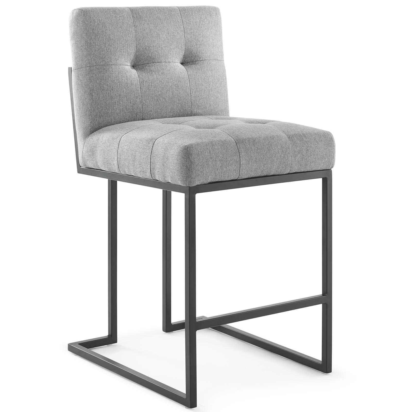 Privy Black Stainless Steel Upholstered Fabric Counter Stool-Counter Stool-Modway-Wall2Wall Furnishings