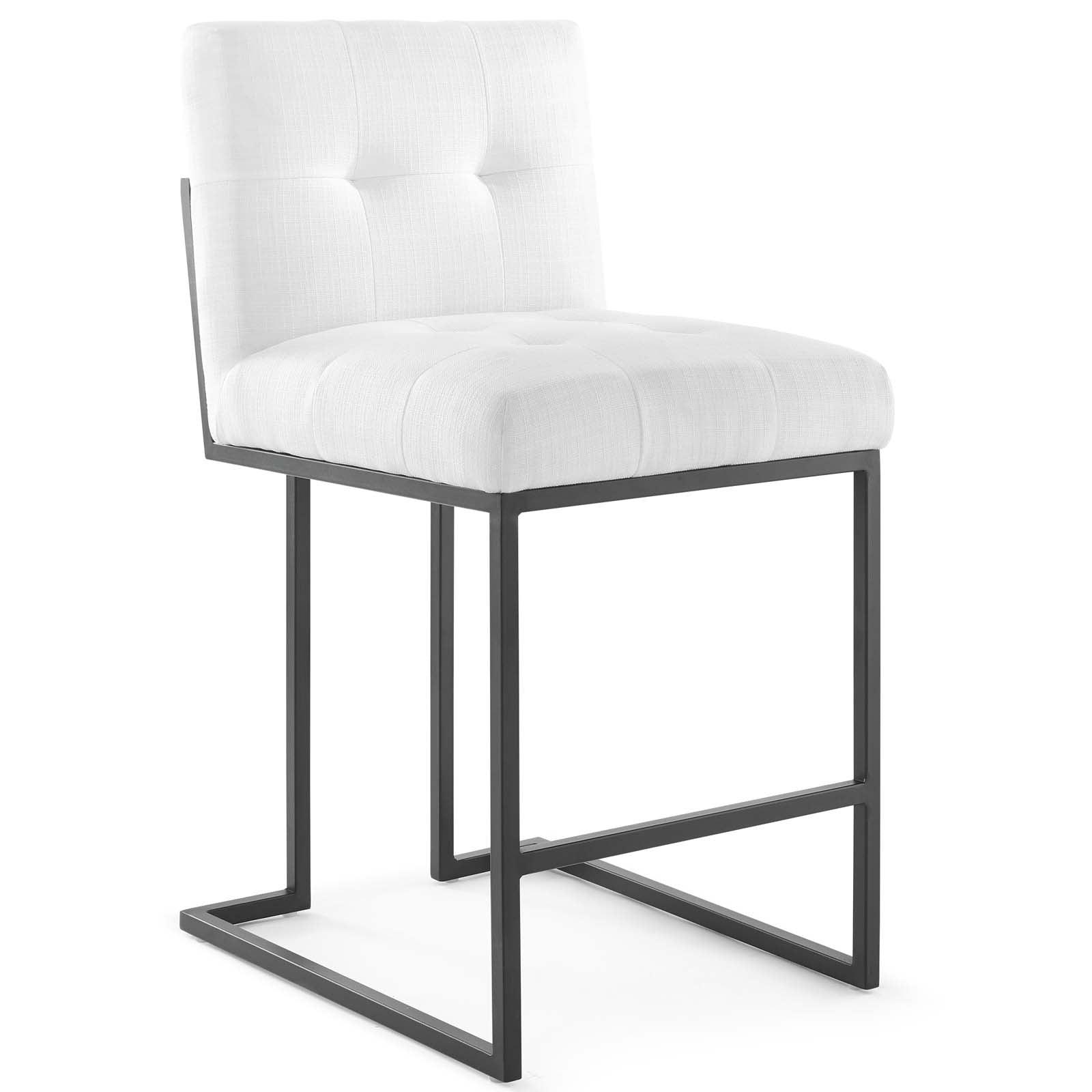 Privy Black Stainless Steel Upholstered Fabric Counter Stool-Counter Stool-Modway-Wall2Wall Furnishings