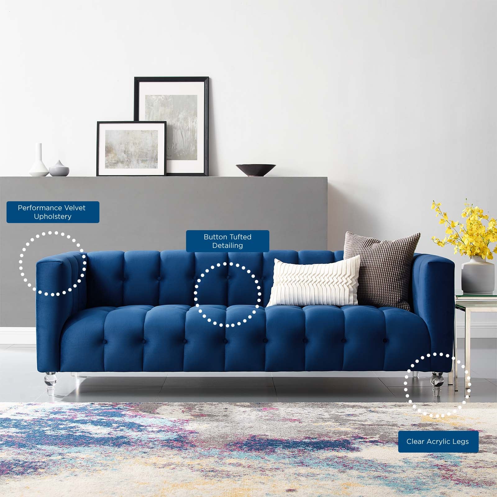 Mesmer Channel Tufted Button Performance Velvet Sofa-Sofa-Modway-Wall2Wall Furnishings