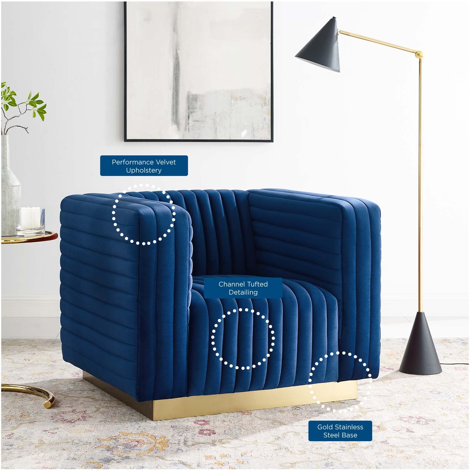 Charisma Channel Tufted Performance Velvet Accent Armchair-Armchair-Modway-Wall2Wall Furnishings