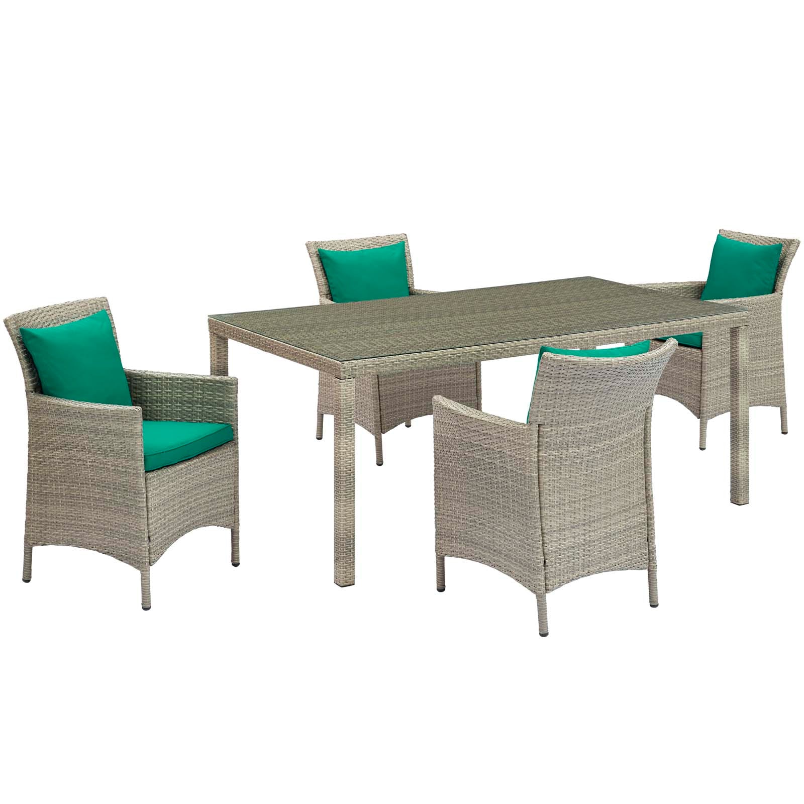 Conduit 5 Piece Outdoor Patio Wicker Rattan Dining Set-Outdoor Dining Set-Modway-Wall2Wall Furnishings