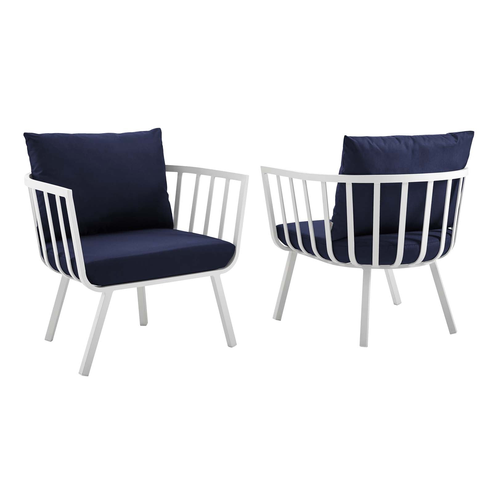 Riverside Outdoor Patio Aluminum Armchair Set of 2-Outdoor Set-Modway-Wall2Wall Furnishings