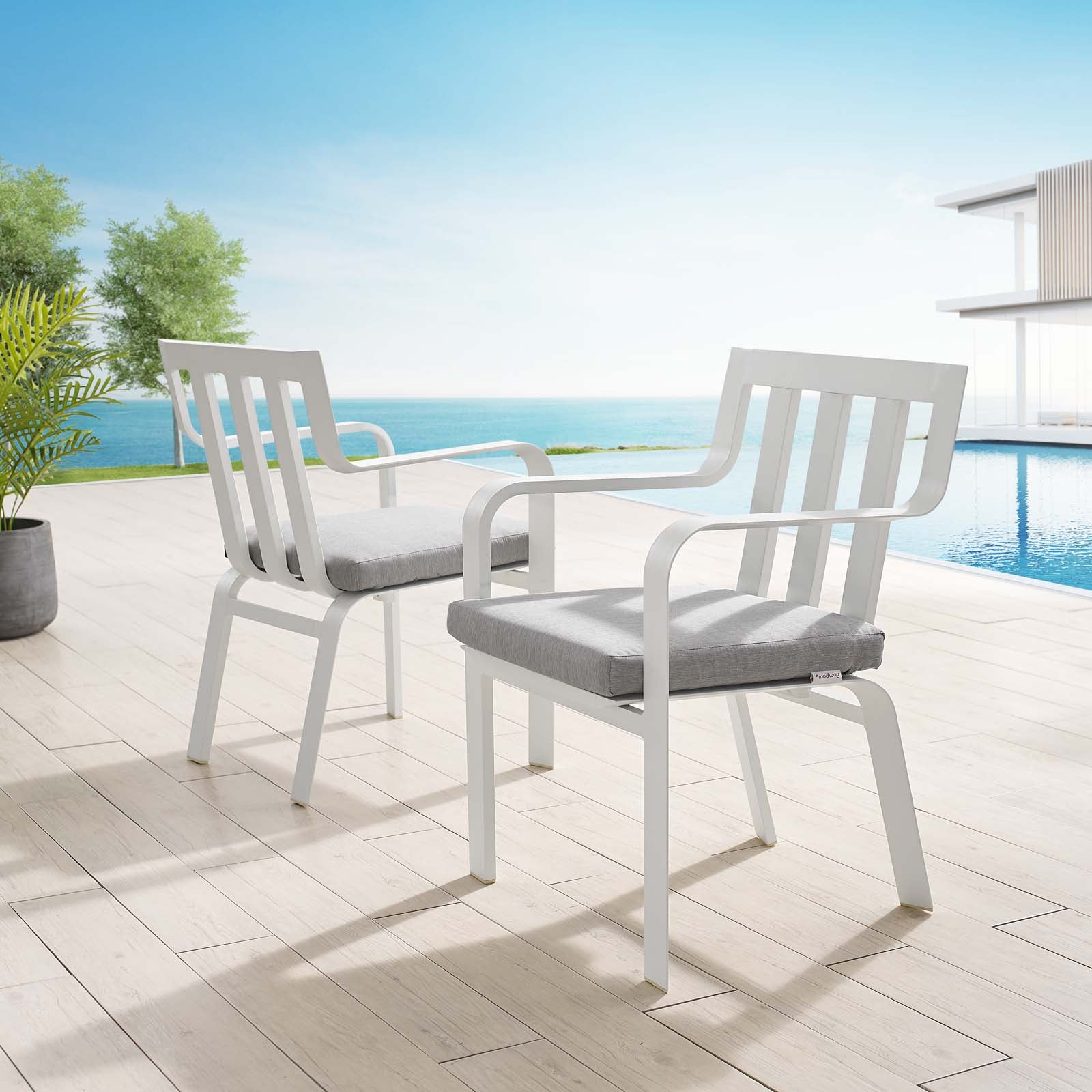 Baxley Outdoor Patio Aluminum Armchair Set of 2-Outdoor Set-Modway-Wall2Wall Furnishings