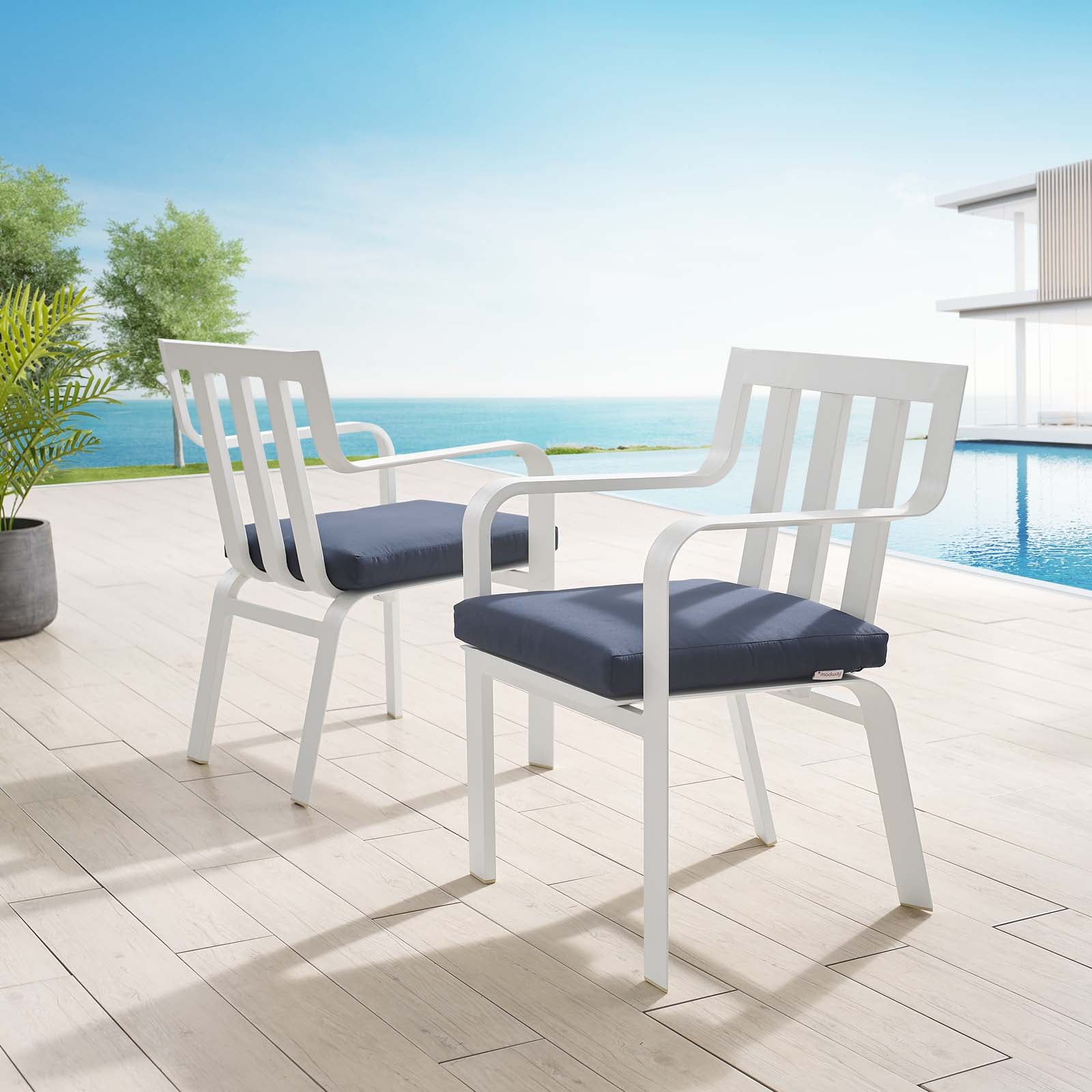 Baxley Outdoor Patio Aluminum Armchair Set of 2-Outdoor Set-Modway-Wall2Wall Furnishings