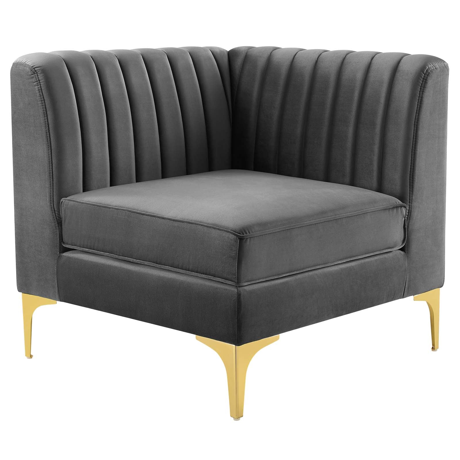 Triumph Channel Tufted Performance Velvet Sectional Sofa Corner Chair-Sofa-Modway-Wall2Wall Furnishings