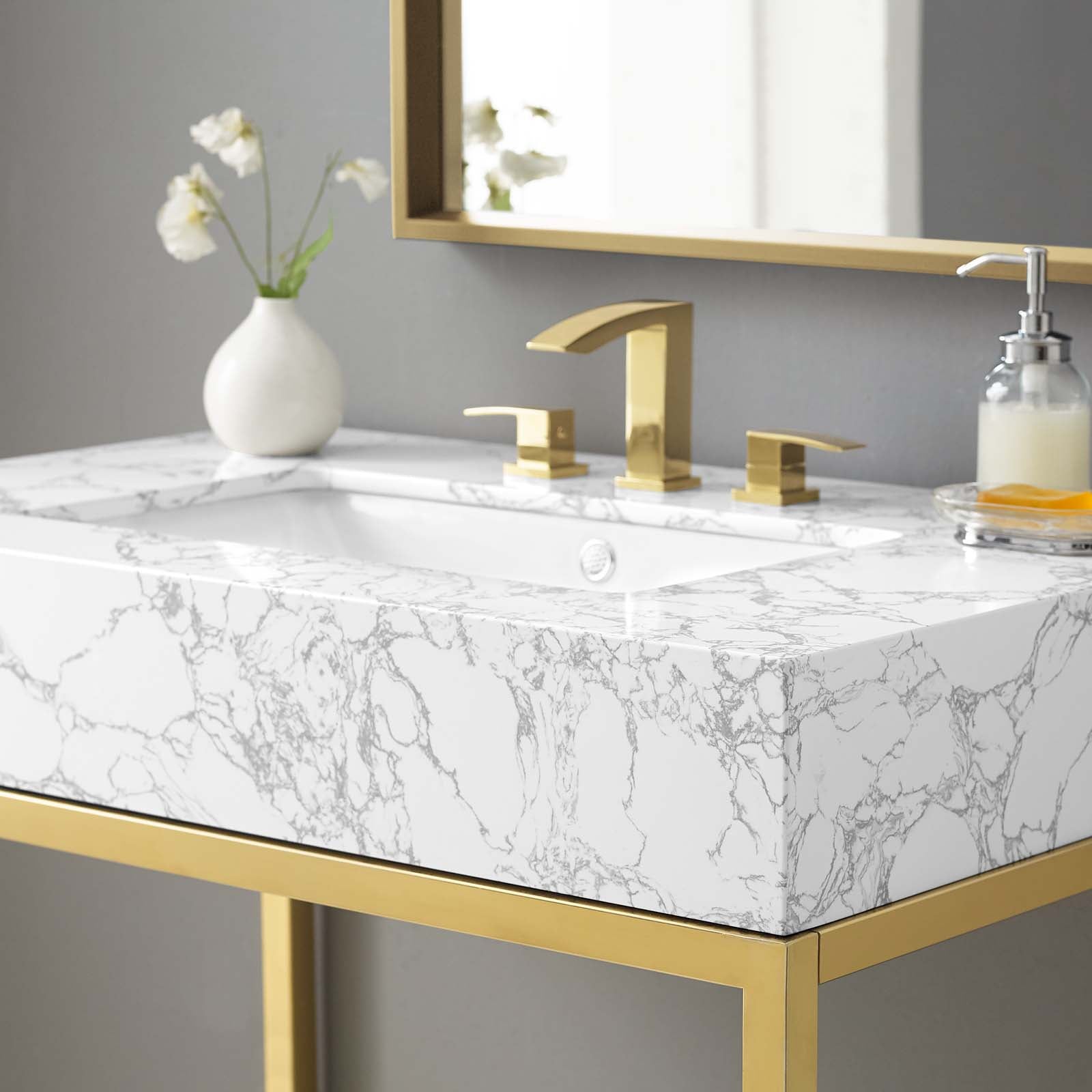 Kingsley 36" Gold Stainless Steel Bathroom Vanity-Bathroom Vanity-Modway-Wall2Wall Furnishings
