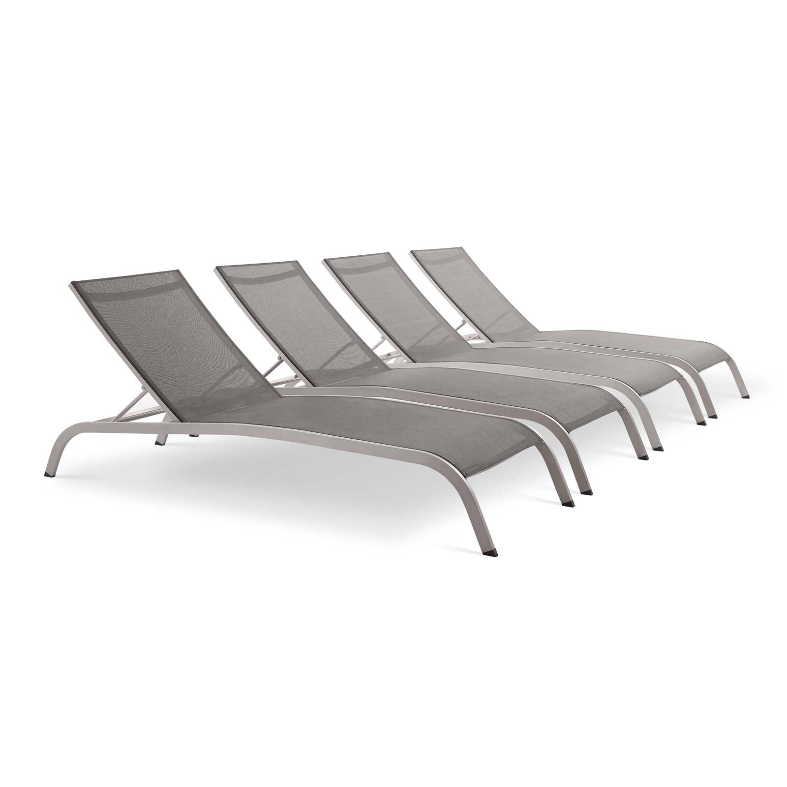 Savannah Outdoor Patio Mesh Chaise Lounge Set of 4-Outdoor Set-Modway-Wall2Wall Furnishings