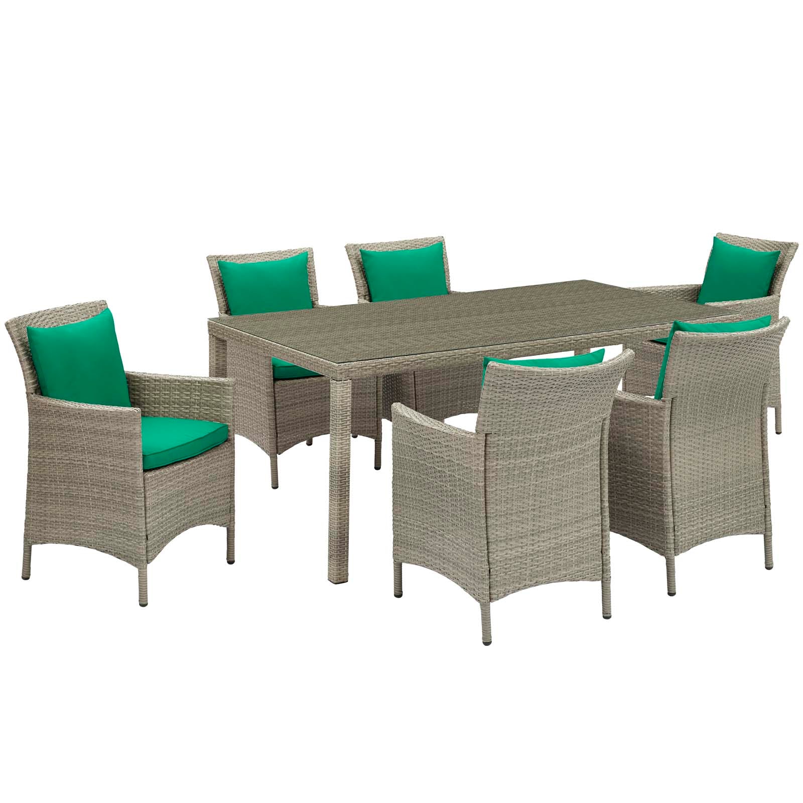 Conduit 7 Piece Outdoor Patio Wicker Rattan Dining Set-Outdoor Dining Set-Modway-Wall2Wall Furnishings