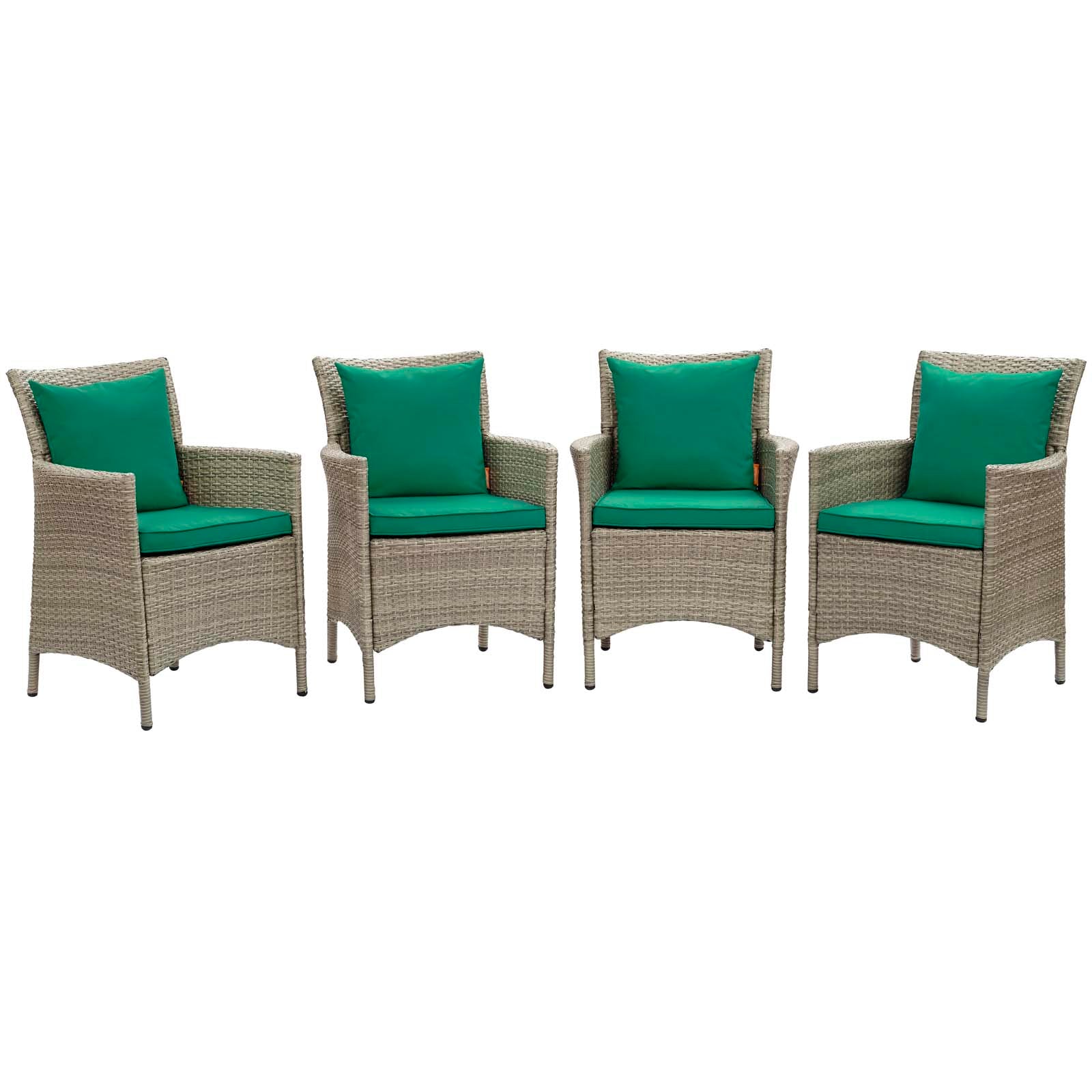 Conduit Outdoor Patio Wicker Rattan Dining Armchair Set of 4-Outdoor Dining Set-Modway-Wall2Wall Furnishings