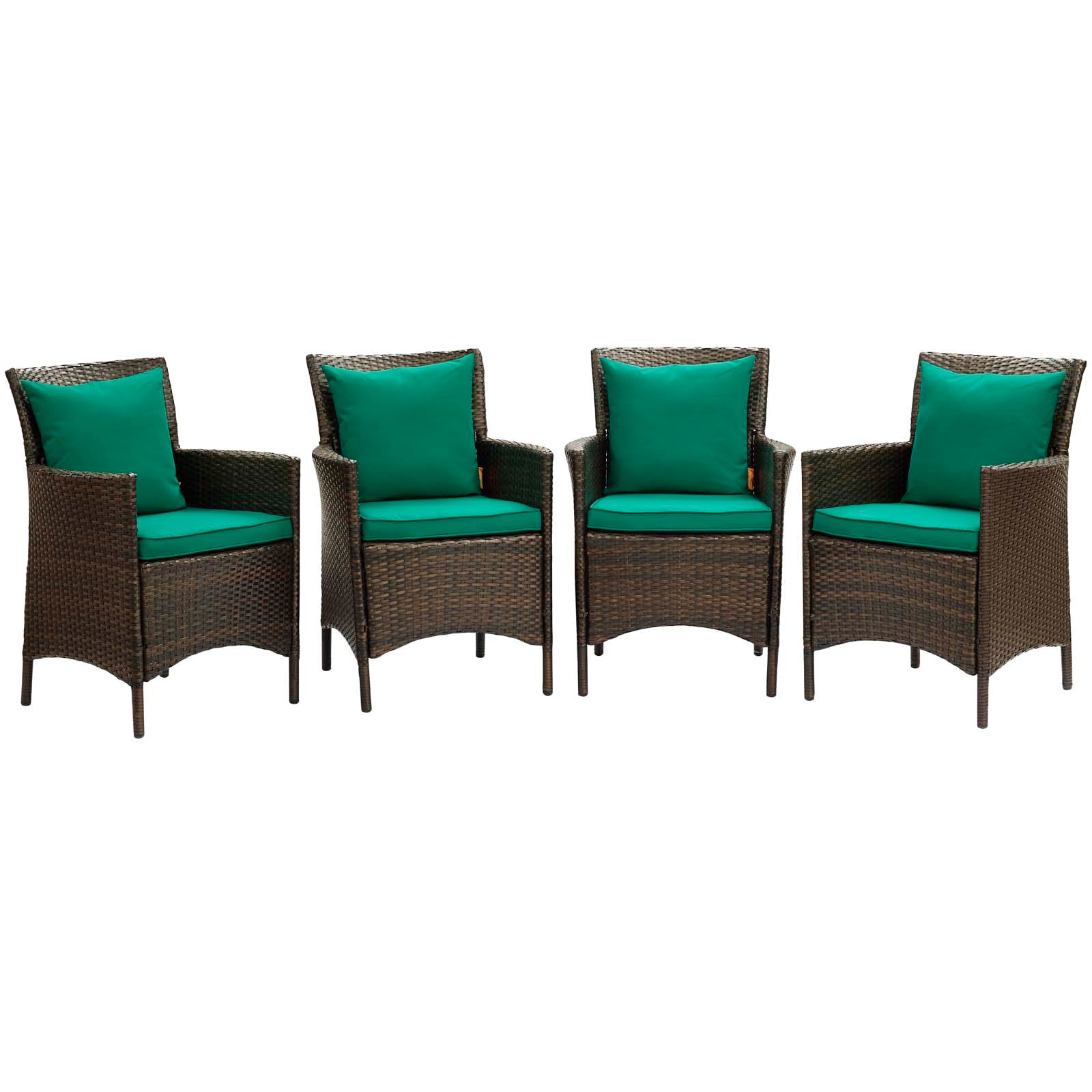 Conduit Outdoor Patio Wicker Rattan Dining Armchair Set of 4-Outdoor Dining Chair-Modway-Wall2Wall Furnishings