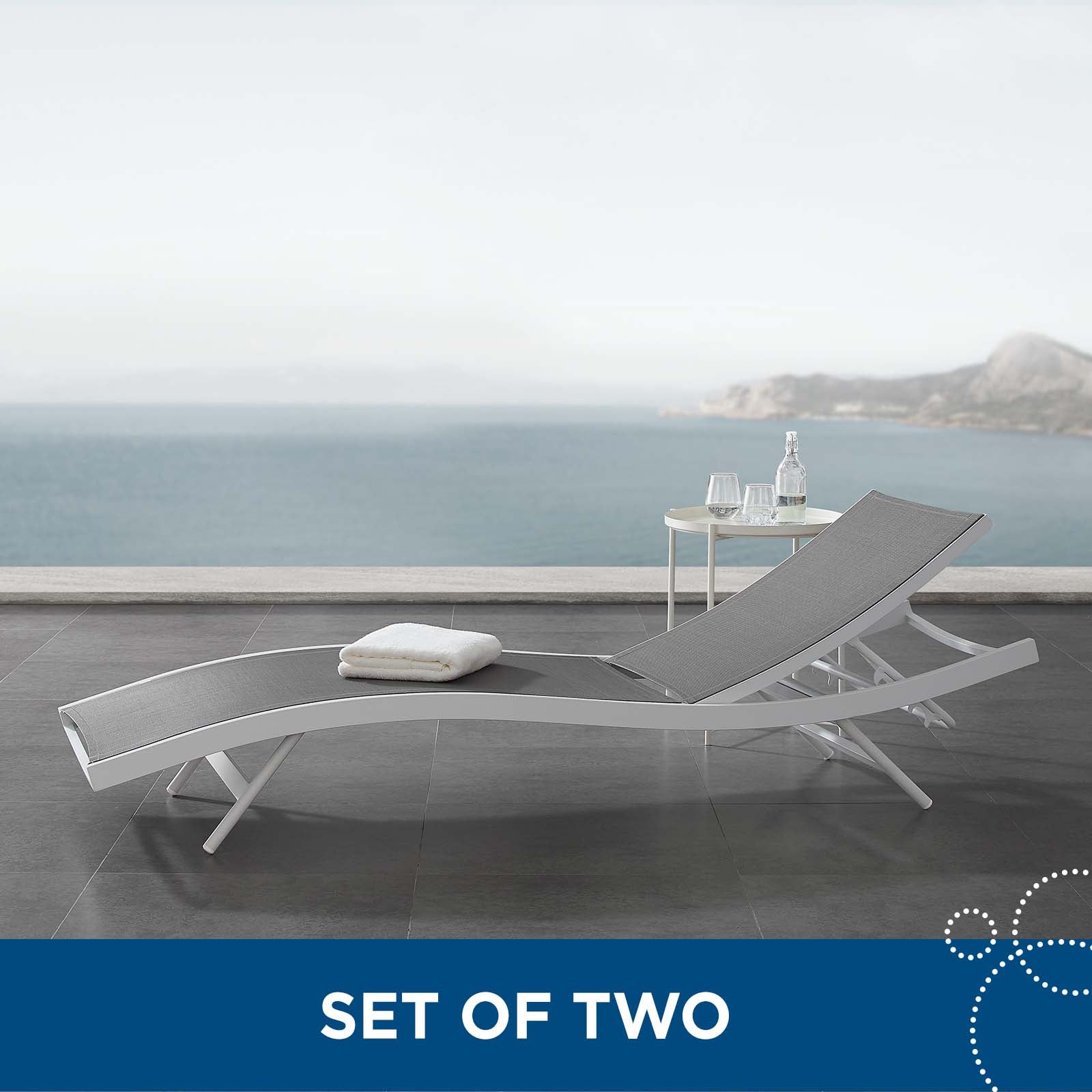 Glimpse Outdoor Patio Mesh Chaise Lounge Set of 2-Outdoor Set-Modway-Wall2Wall Furnishings