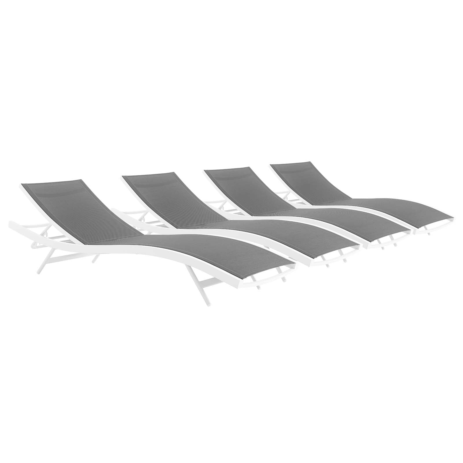 Glimpse Outdoor Patio Mesh Chaise Lounge Set of 4-Outdoor Set-Modway-Wall2Wall Furnishings