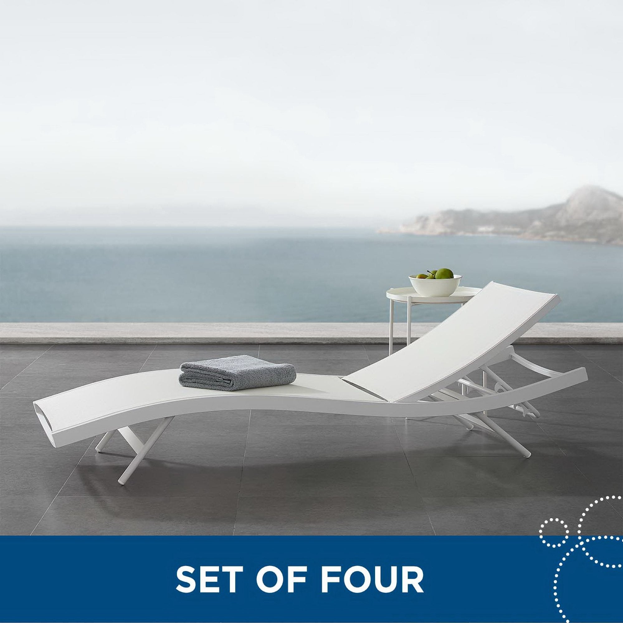 Glimpse Outdoor Patio Mesh Chaise Lounge Set of 4