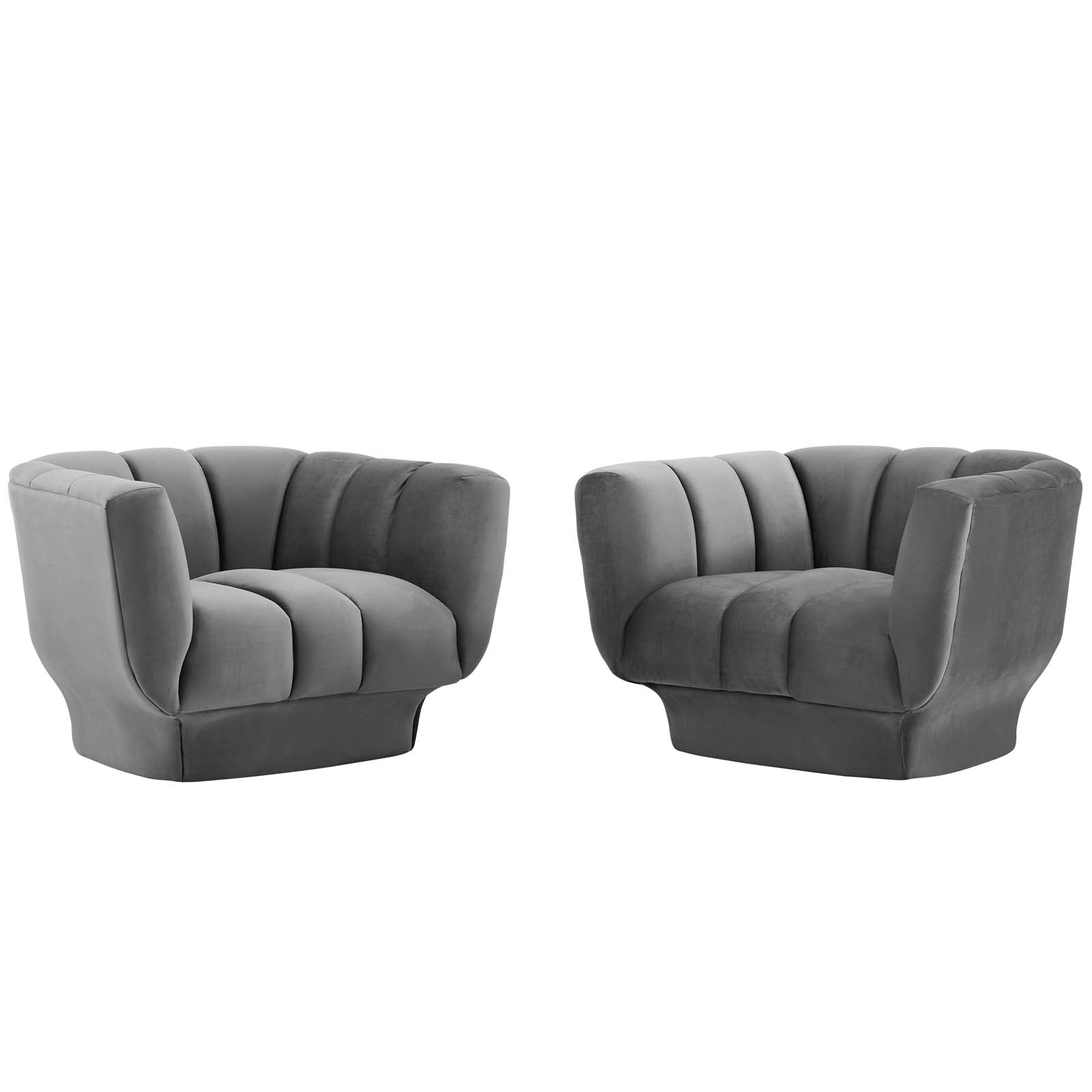 Entertain Vertical Channel Tufted Performance Velvet Armchair Set of 2-Sofa Set-Modway-Wall2Wall Furnishings